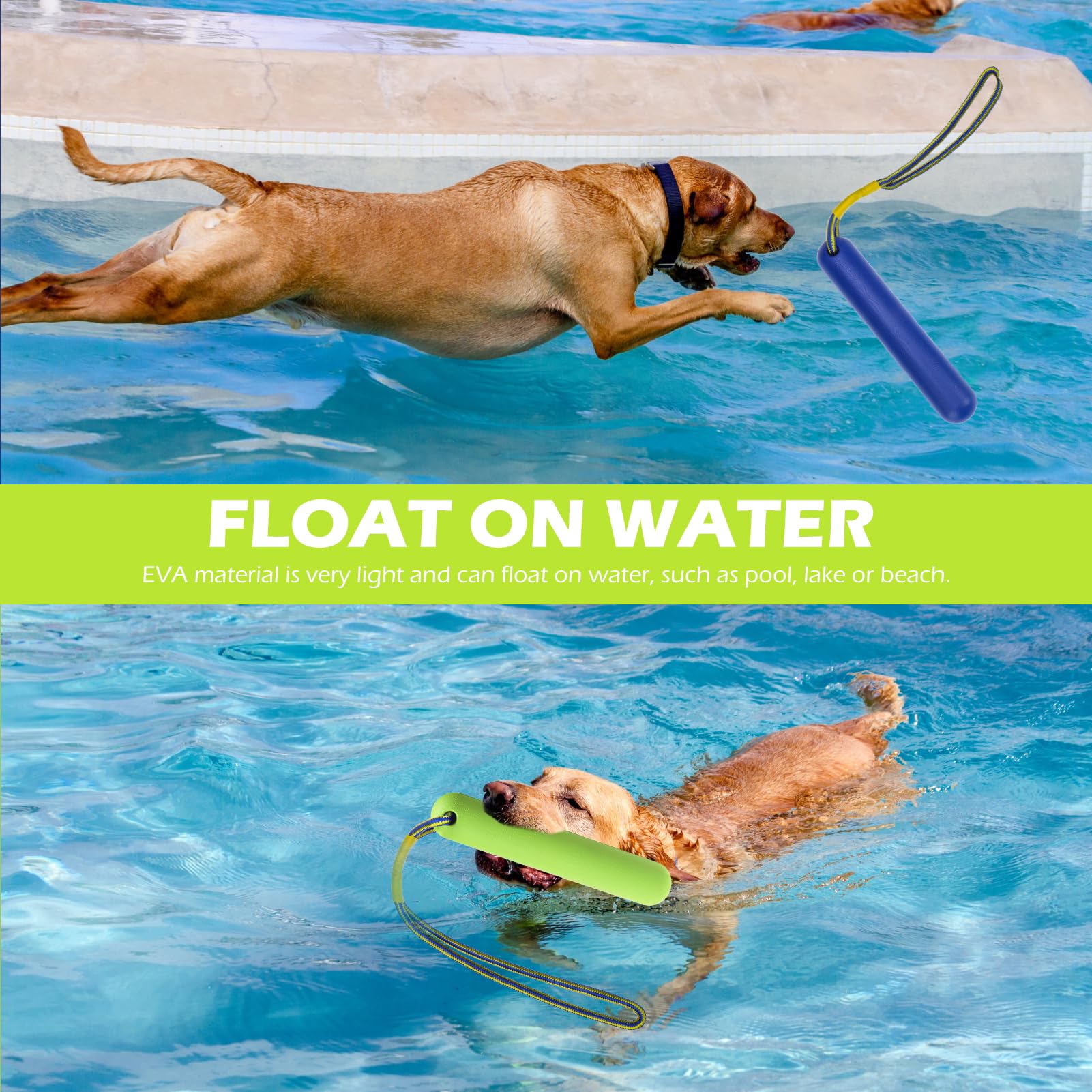 Expawlorer Dog Bumpers For Water Retrieving - Floating Dog Water Toys Amphibious Fetch Stick Toy For Pool Lake Beach, Interactiv