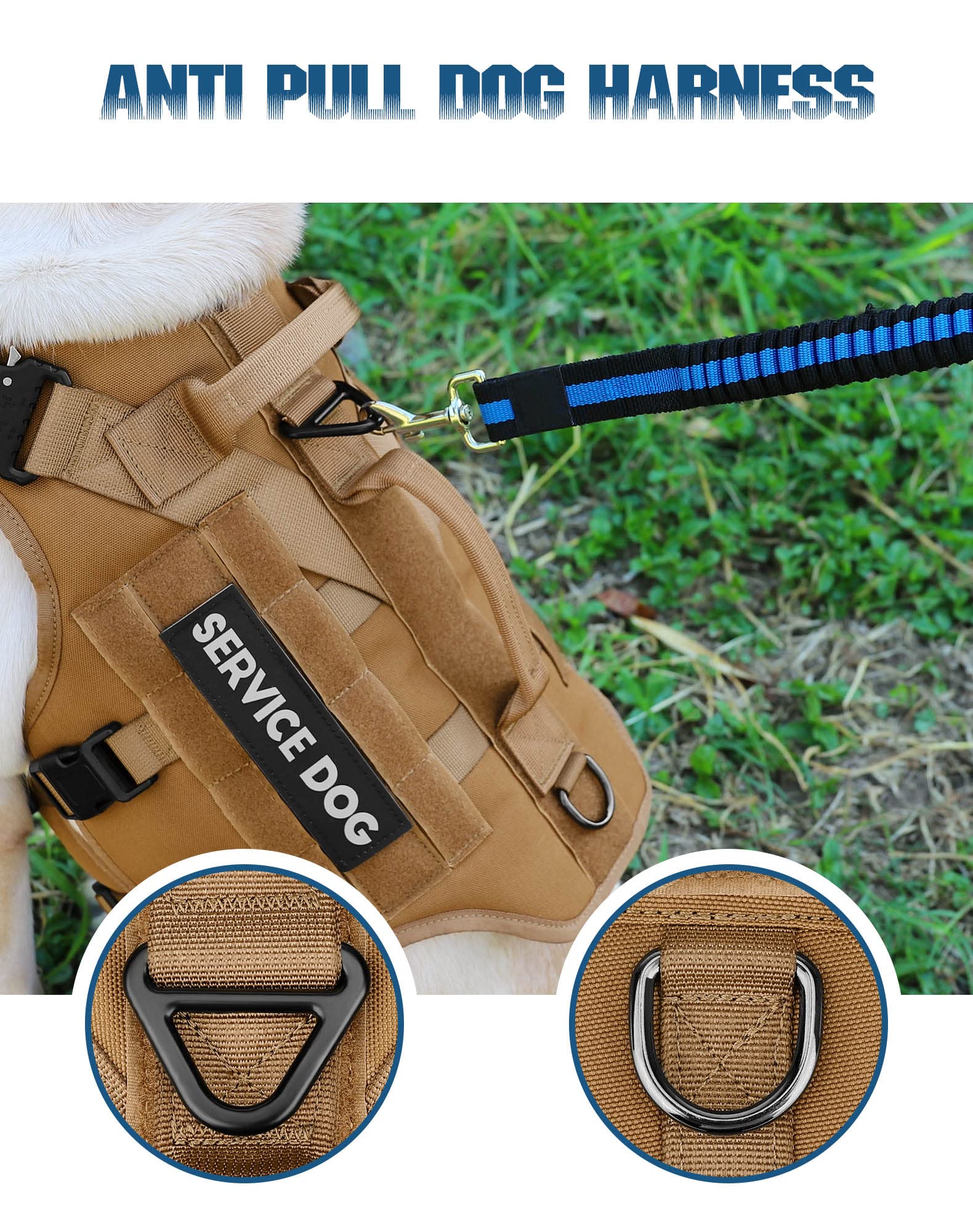 Tactical Dog Harness - Petnanny Dog Harness Service Dog Vest For Large Breed Dog, Hook And Loop Panel For Service Dog Patch, Wor
