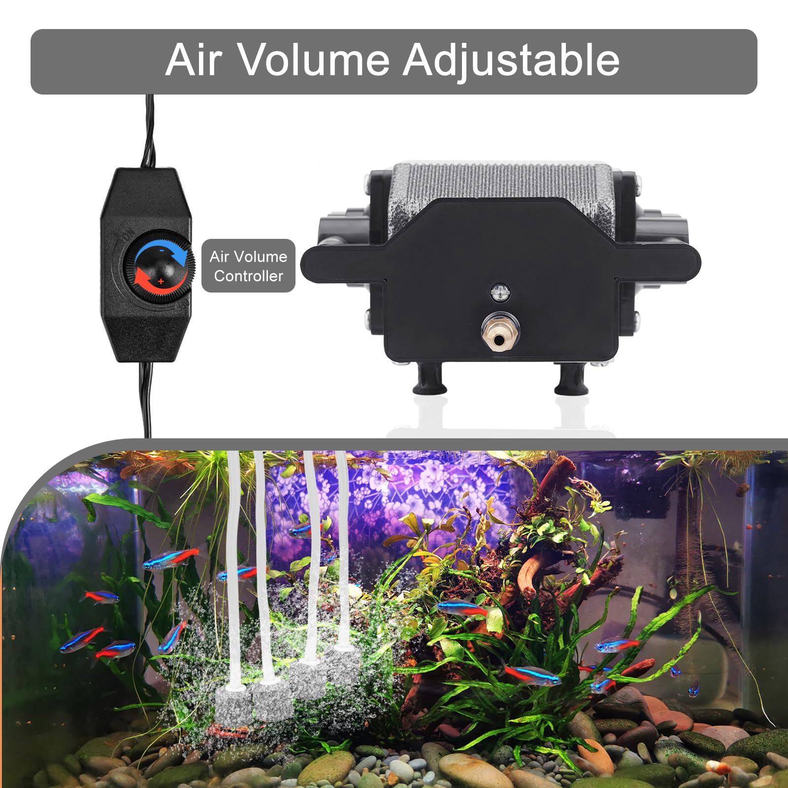 AquaMiracle Quiet Fish Tank Air Pump 317GPH 0.025MPa 8W High Pressure Aquarium Air Pump Commercial Air Pump Pond Aerator Bubbler