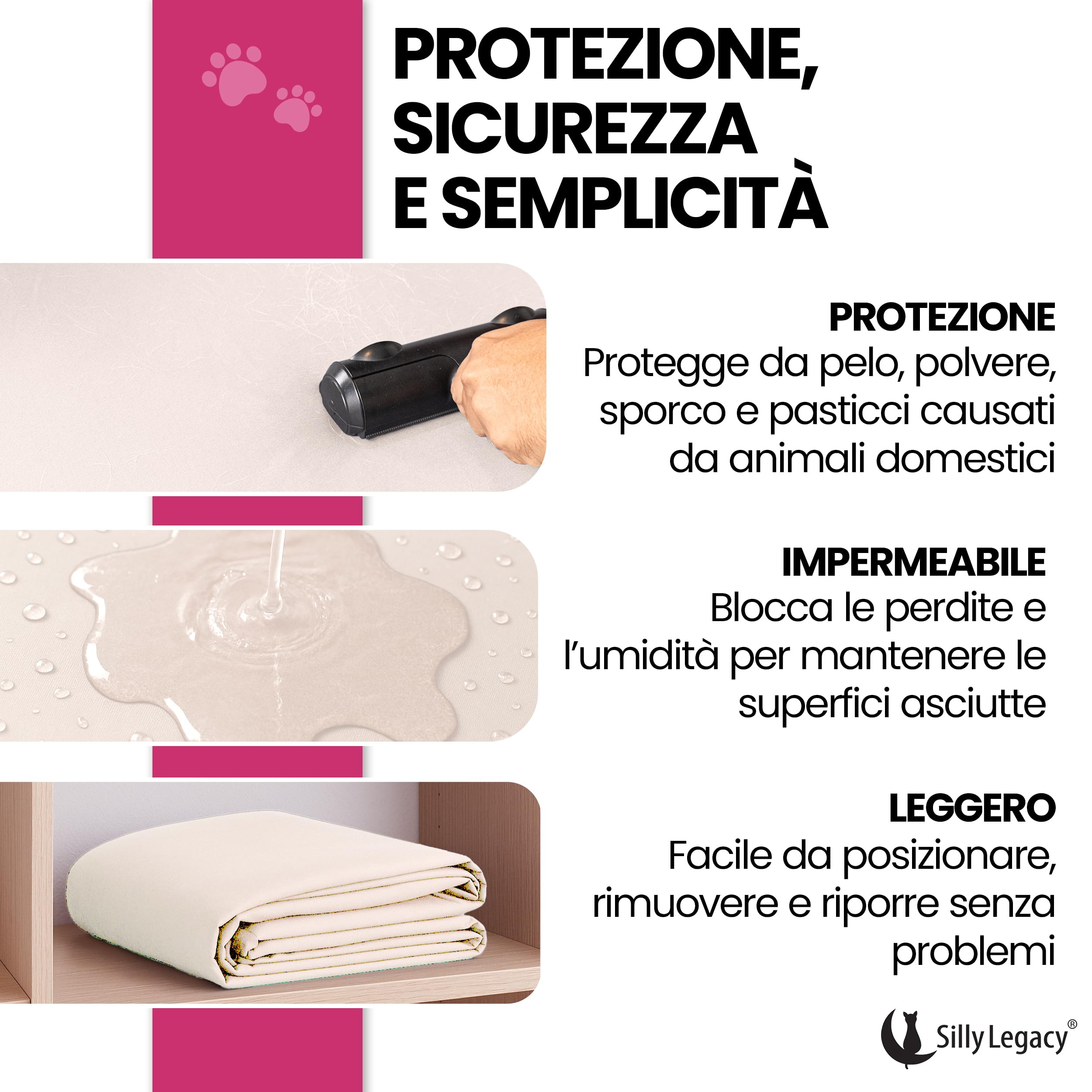 SILLY LEGACY Thin Reversible Waterproof Protective Bed Cover (Queen Size, 96 x 82 inch), for Dogs and Cats, Babies; Incontinence