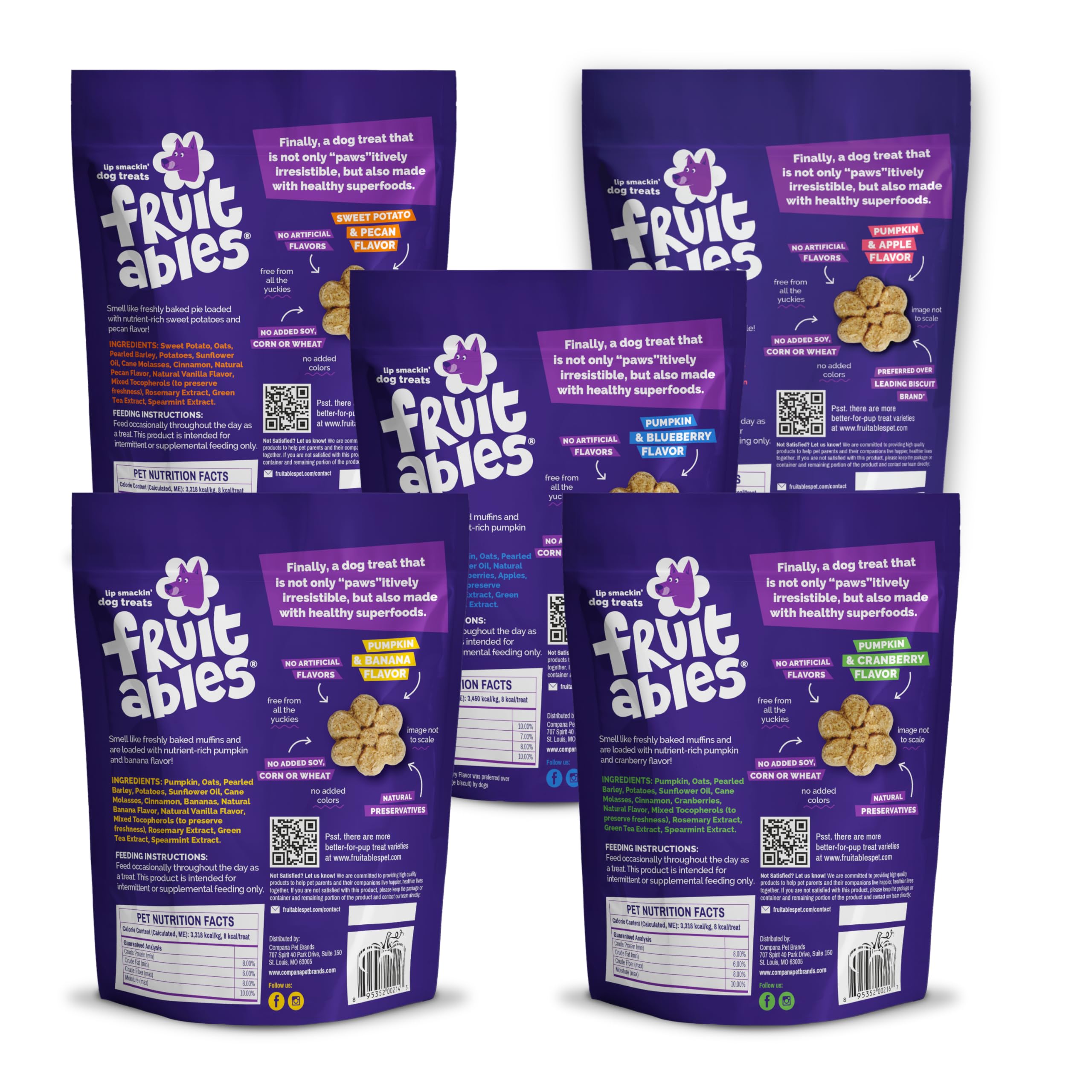 Fruitables Baked Pumpkin Dog Treats - Healthy Low-Calorie, Wheat-Free, Corn-Free, Soy-Free - Sweet Potato Training Treats for Do