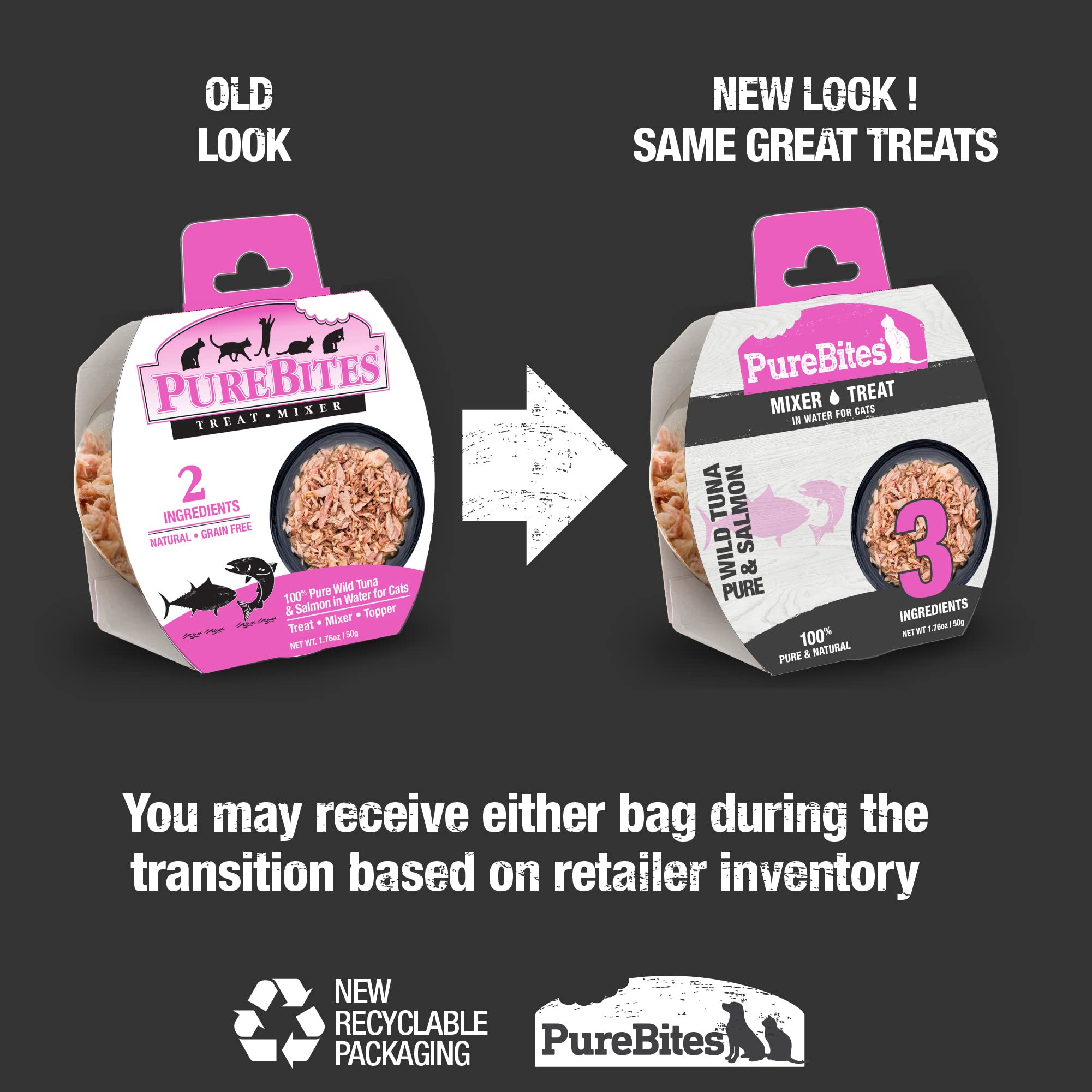 PureBites Tuna & Salmon Mixers for Cats, only 3 Ingredients, case of 12