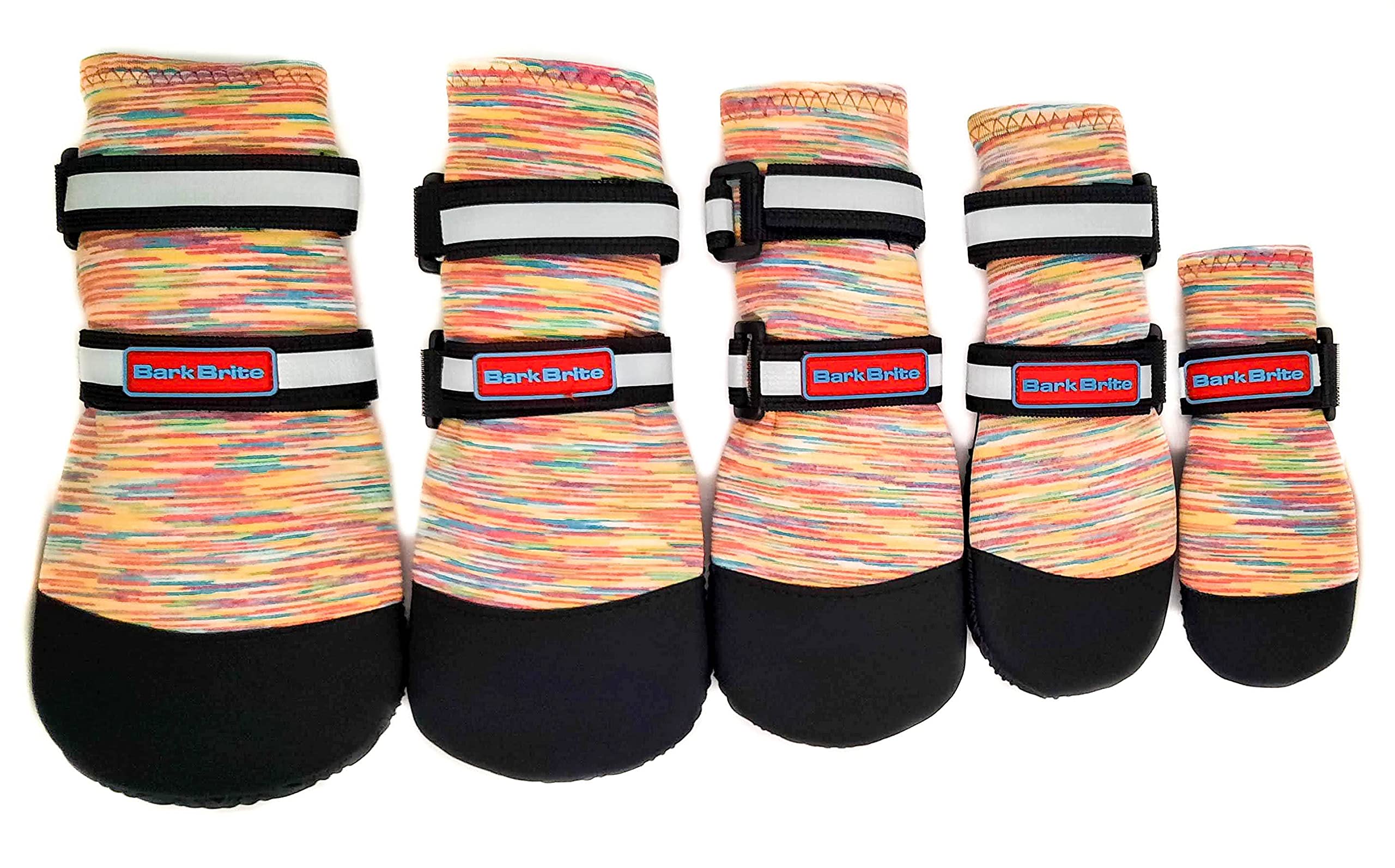 All Weather Neoprene Paw Protector Dog Boots With Reflective Straps In 5 Sizes! (Multicolor Medium)