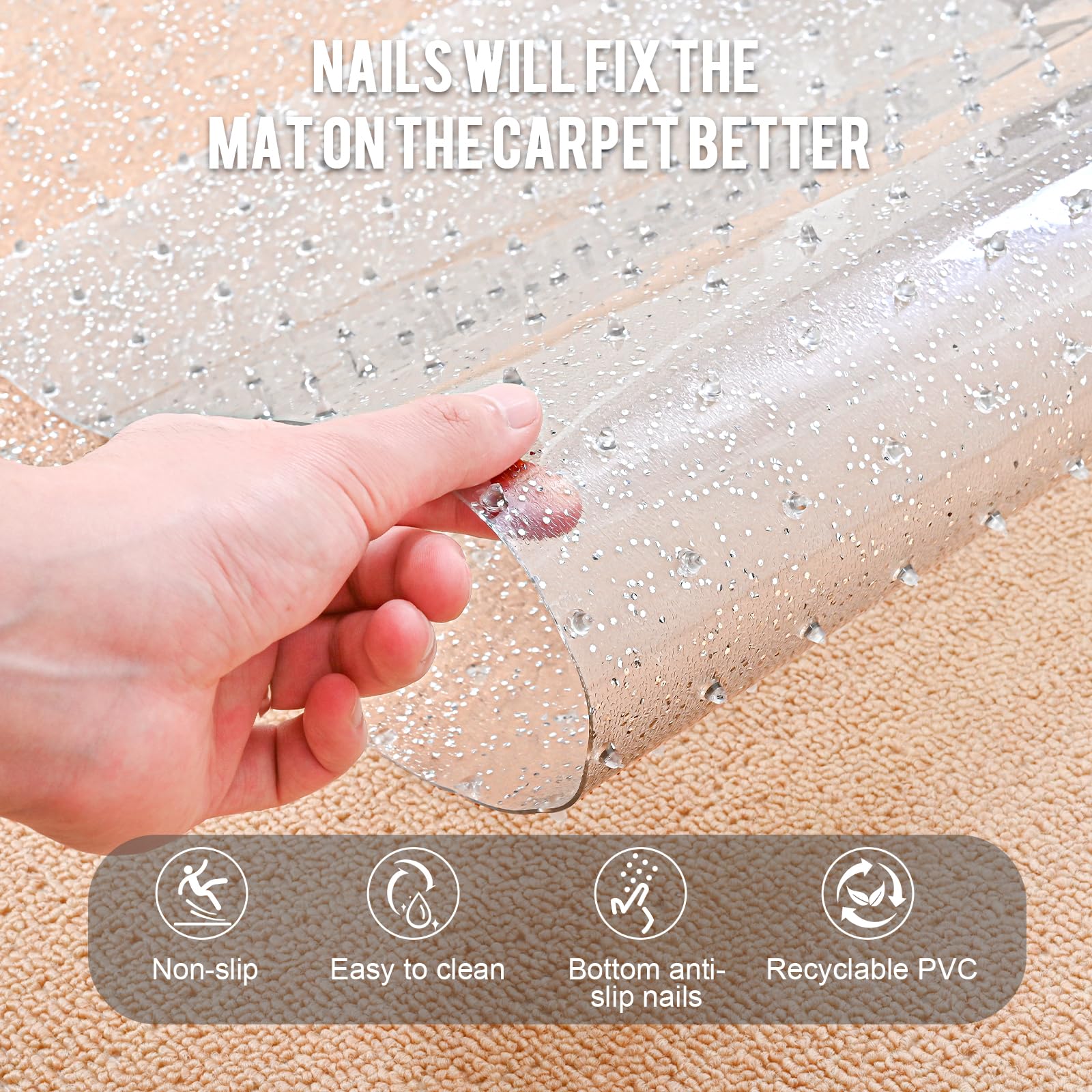 Uross Carpet Protector For Pets - Anti-Scratch Mat For Doorway, Easy To Cut Plastic Scratch Stopper, Cat Guard For Under Door, 3