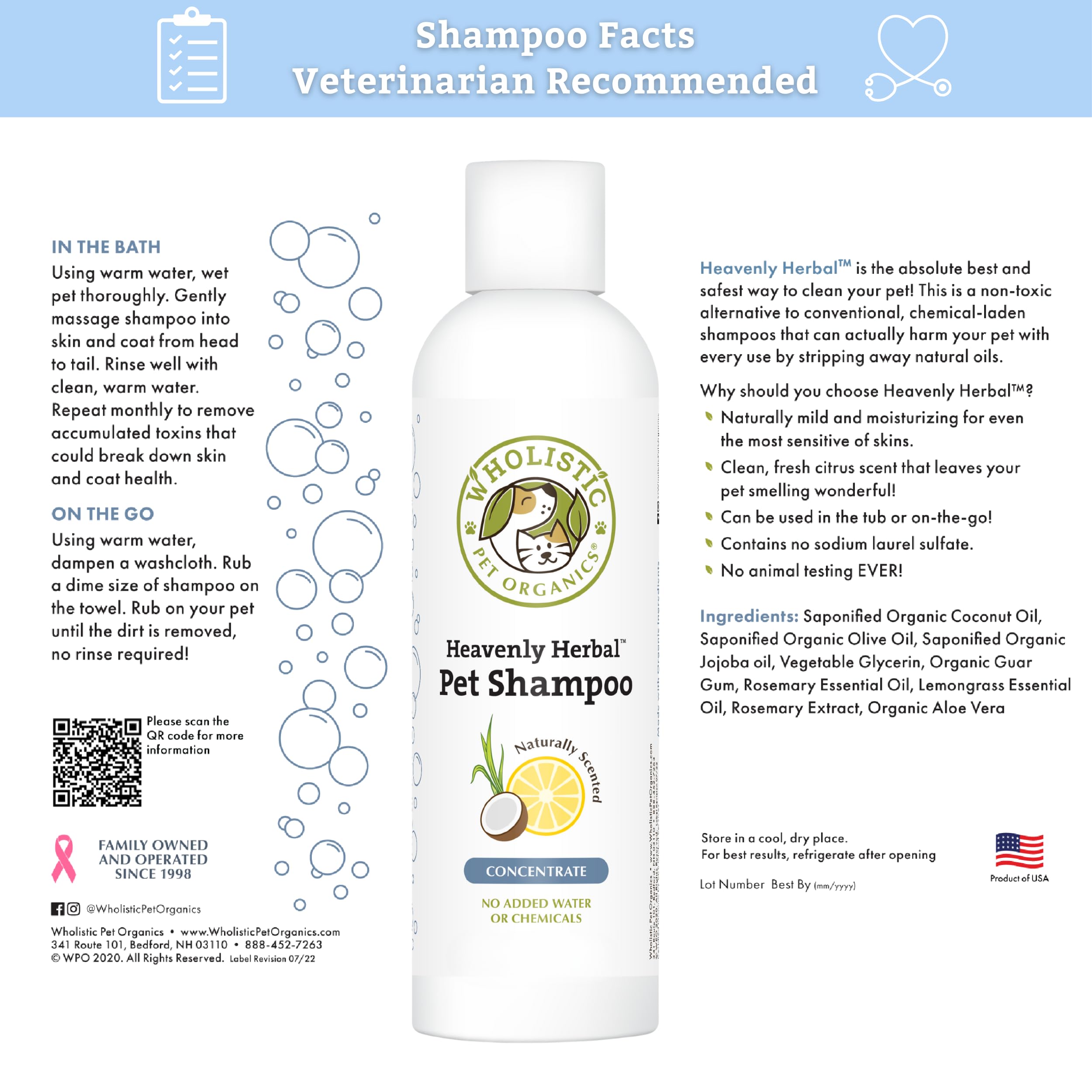 Wholistic Pet Organics Heavenly Herbal Pet Shampoo, 16 Fl Oz