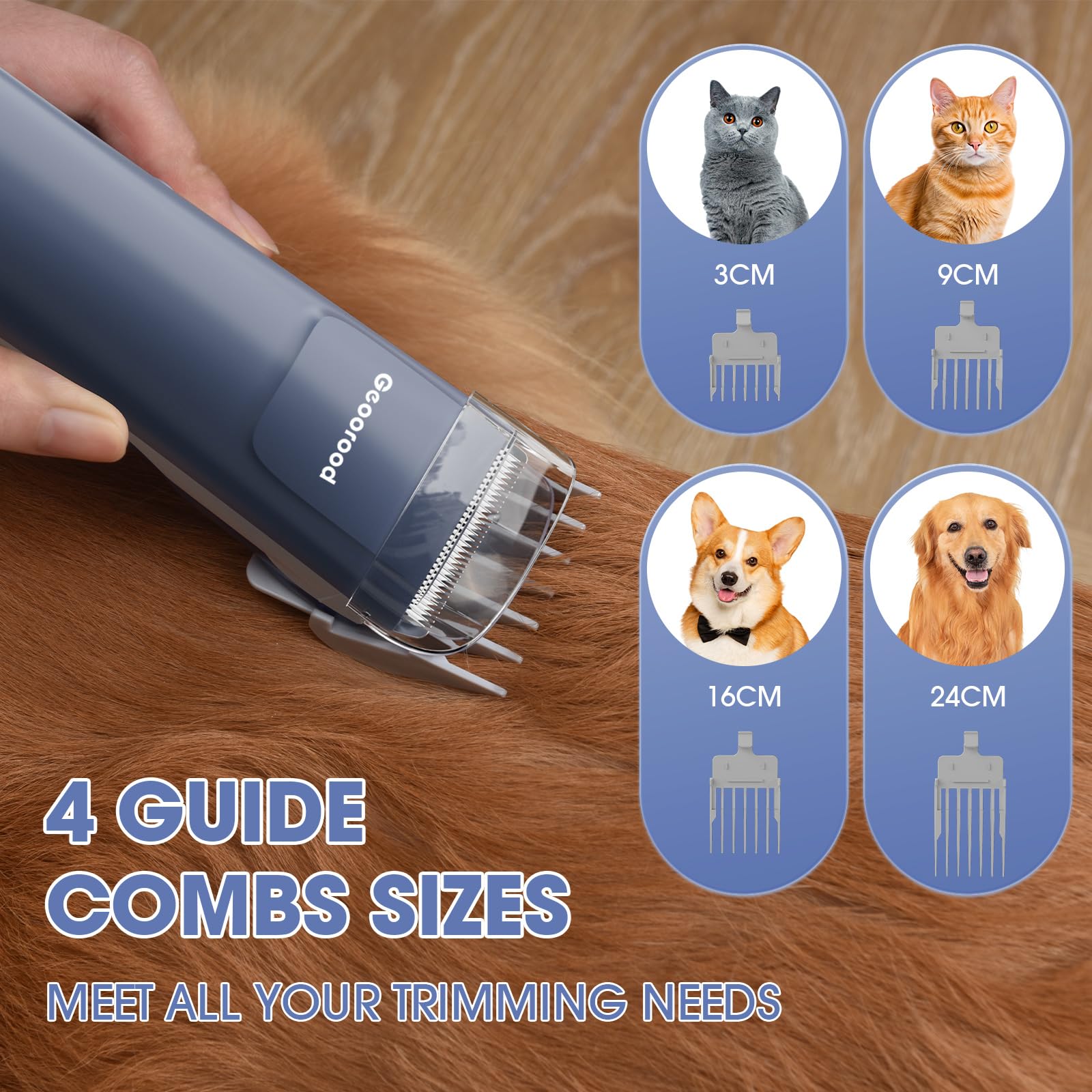 Geoorood Dog Grooming Vacuum And Dryer Kit, Blower For Pet Vacuum Grooming 7 In 1 With Clippers For Dogs Hair Shedding Brush Rem