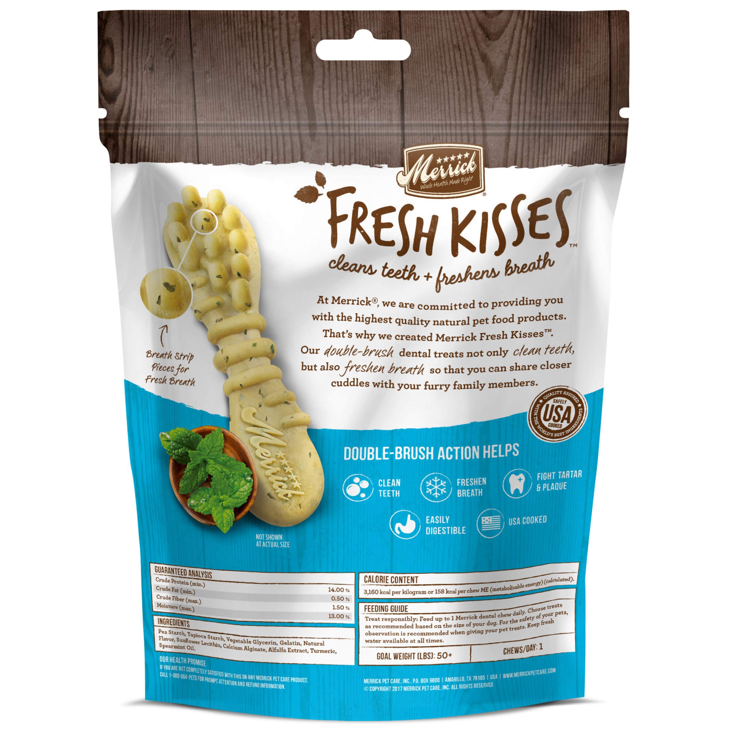 Merrick Dog Fresh Kisses Mint Strips Large 6.5Oz 4 Count