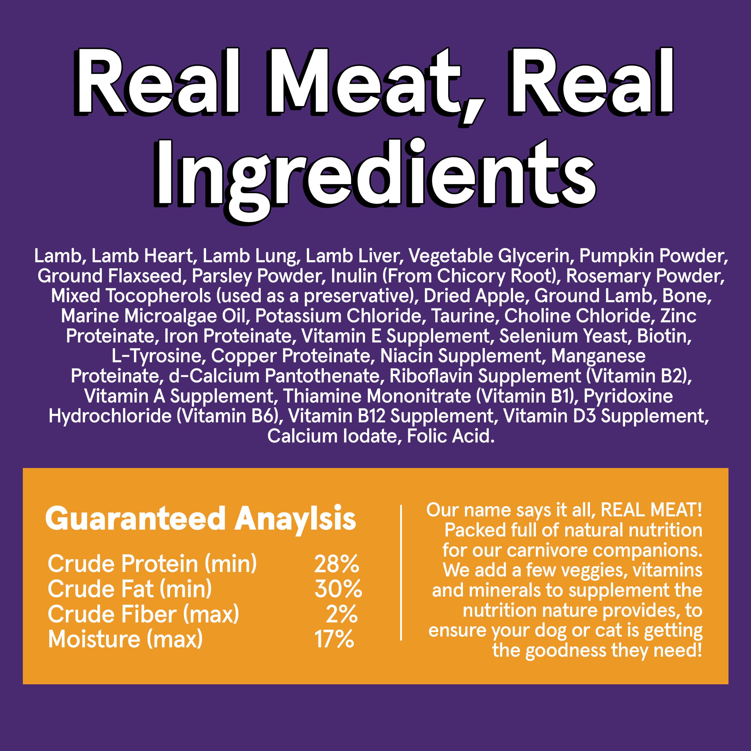 TRMC Real Meat Air Dried Dog Food w/Real Lamb - 2lb Bag of USA-Crafted Grain-Free Real Meat Dog Food Sourced from Hormone-Free,