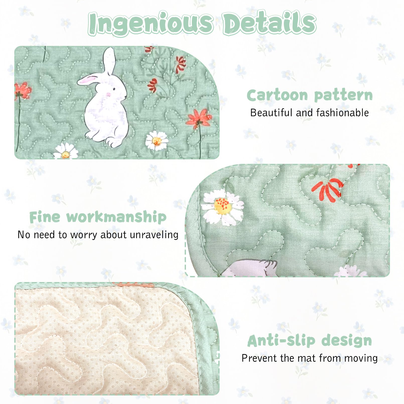 Kathson 59'' L X 27.5'' W Rabbit Cage Liners Washable Rabbit Floor Mat Reusable Bunny Rug Super Absorbent Guinea Pig Carpet Anti