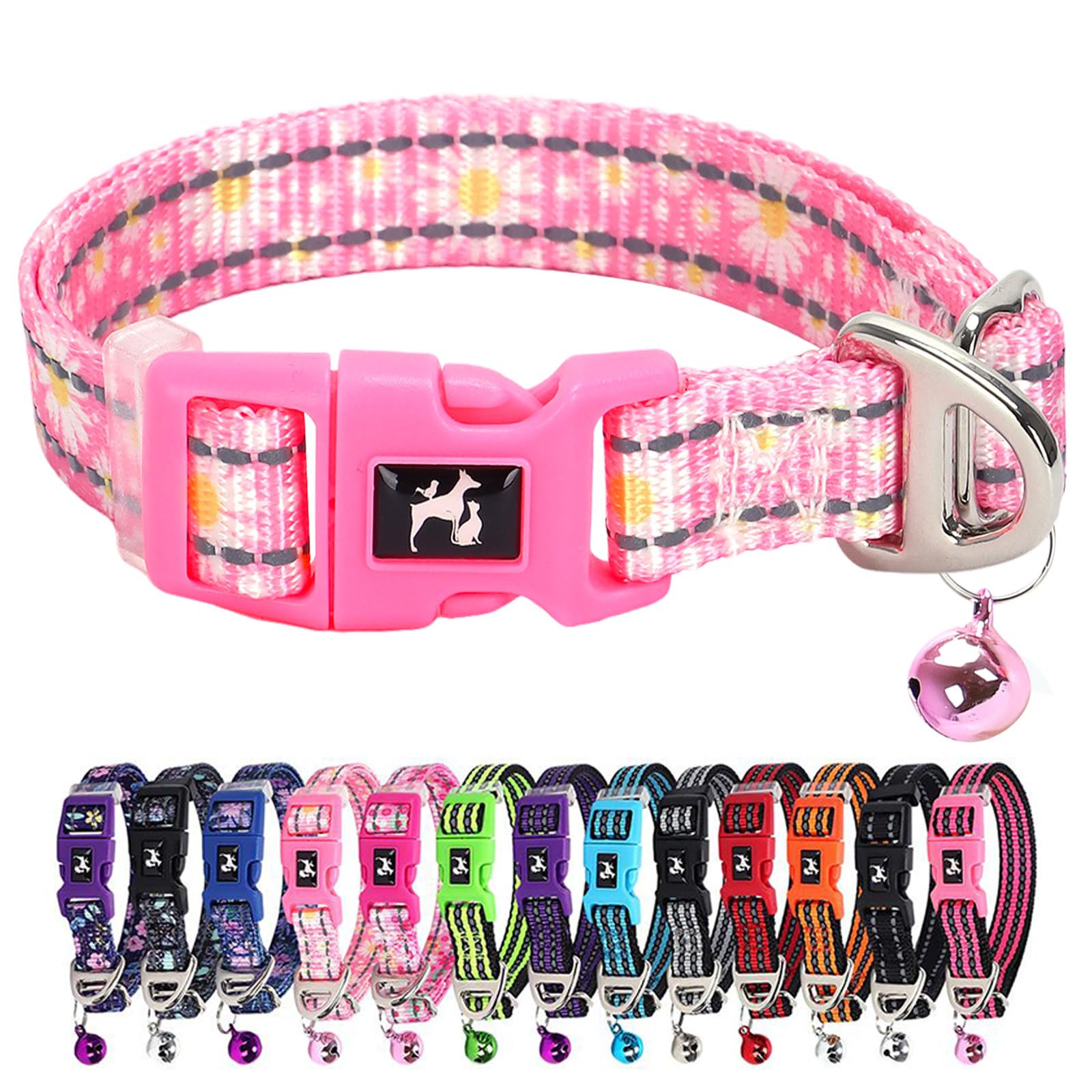 Small Dog Collar With Bell - Reflective Nylon Dog Collar For Small Breeds, Adjustable Xxs/Xs Tiny Chihuahua Pomeranian Yorkie Co