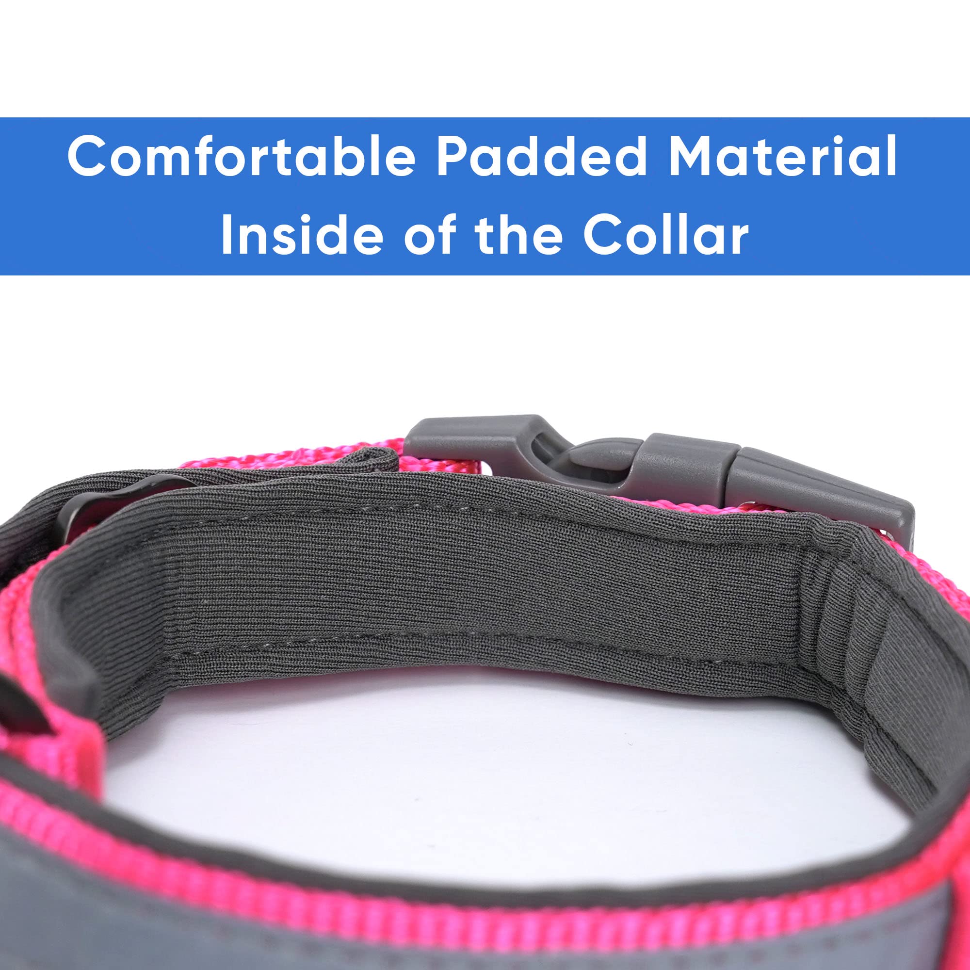Pawtitas Lumberjack Pad Reflective Pink Neoprene Collar - Medium/Large Puppy Training Collar