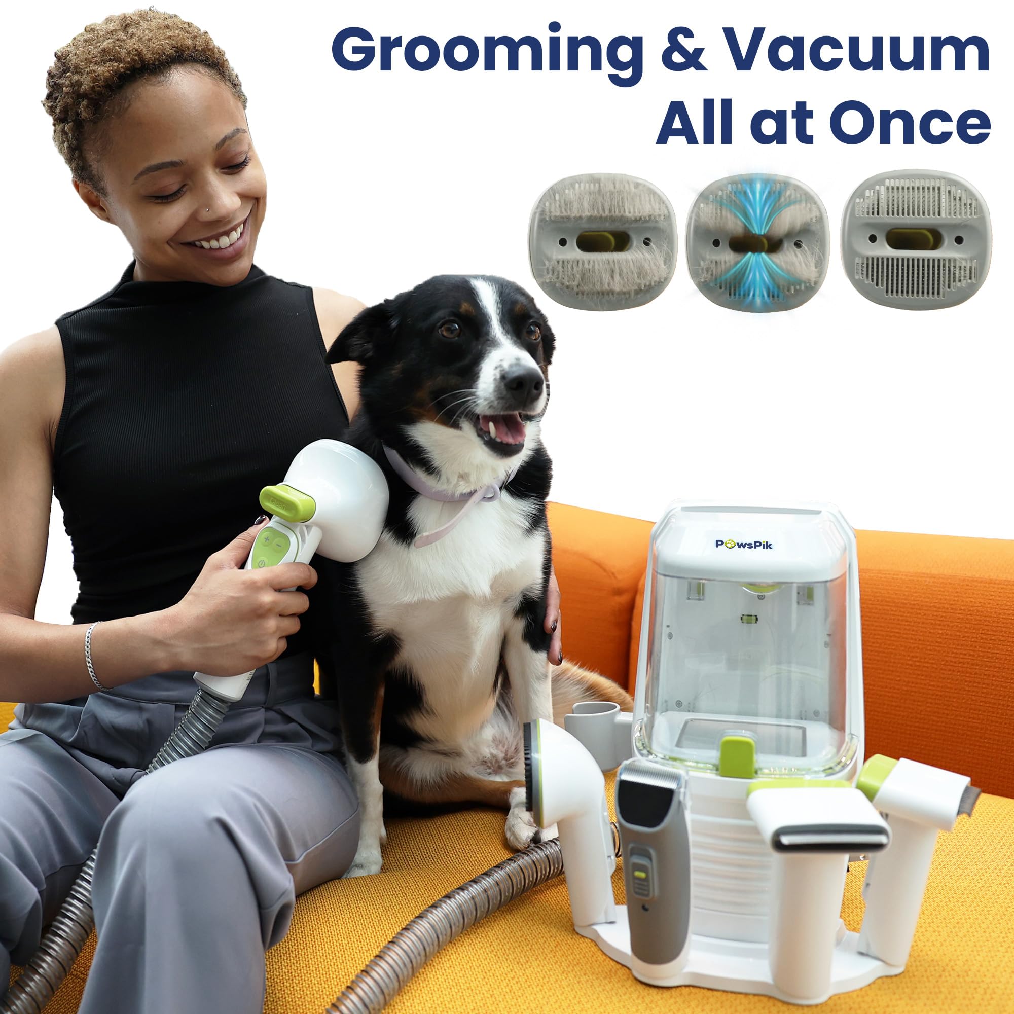 Professional Dog Grooming Vacuum Kit, Dogs & Cats, Direct Handheld Control, 7 Grooming Tools, Deshedding And Dematting For Groom