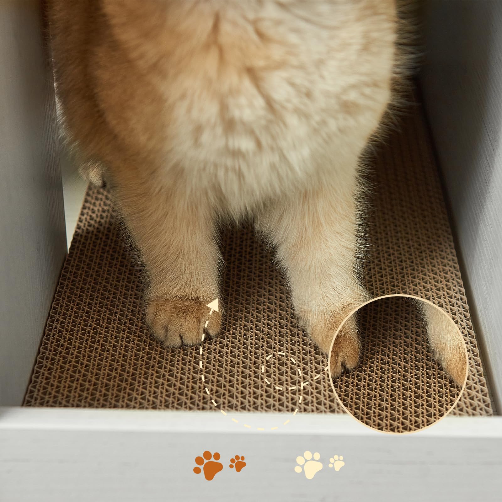 Janflyhome Cat Litter Box Enclosure, Hidden Litter Box Furniture Cabinet With Storage, Cardboard, Light, Wood Indoor Cat House W