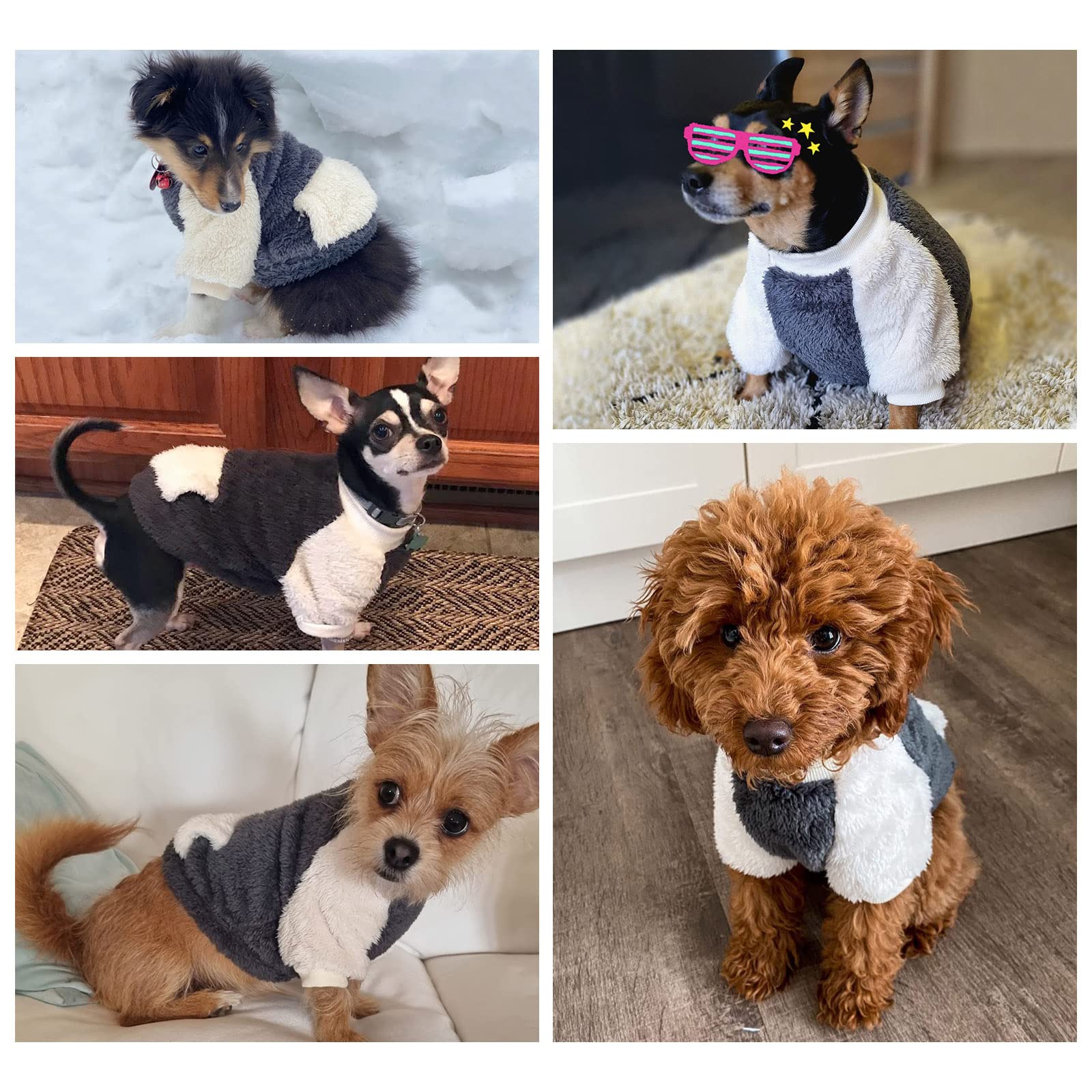 Lesypet Dog Sweaters For Small Dogs, Fleece Dog Sweater Small Dog Clothes Warm Puppy Coat Dog Pullover For Small Dogs Girl Boy, Grey X-Large