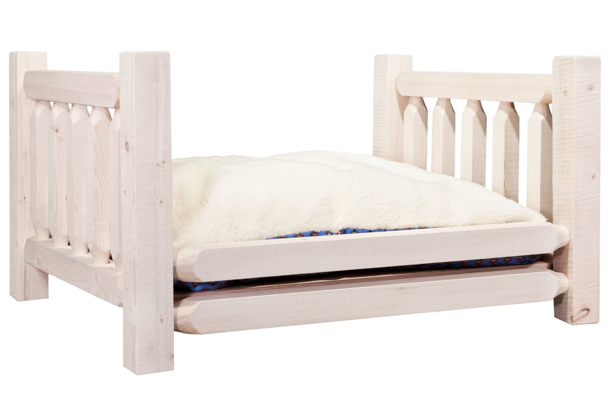 Montana Woodworks Homestead Collection Large Pet Bed with 30 by 40-Inch Mattress, Clear Lacquer Finish