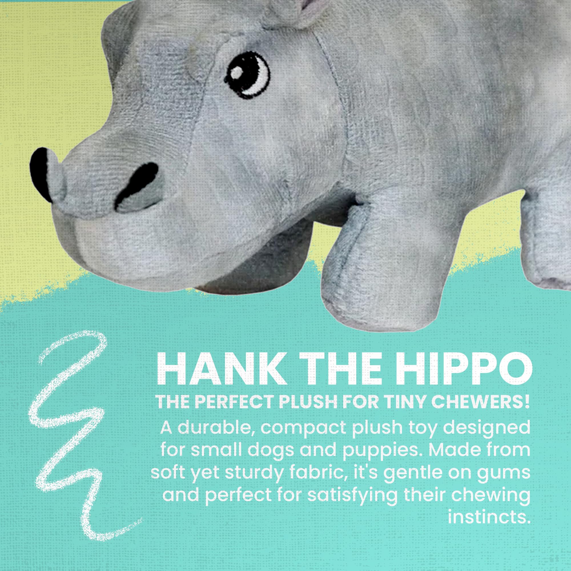 Snugarooz Hank The Hippo Plush Dog Toy With Crinkle - Squeakers & Repair Patch – Soft Playtime Companion For Small Dogs Who Love To Cuddle