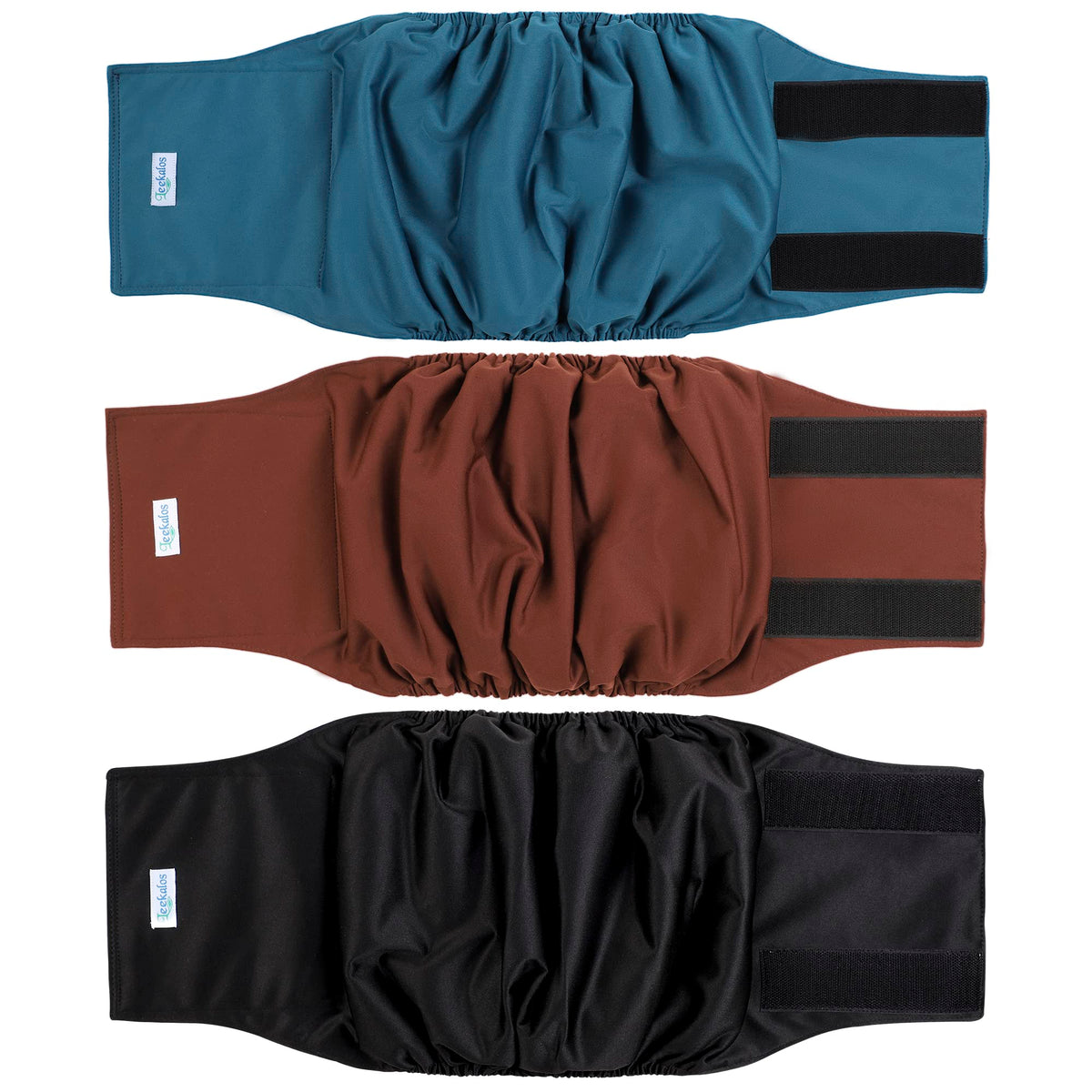 Leekalos Male?Dog?Diapers (3 Pack), High Absorbing Dog?Belly?Bands?For?Male?Dogs, Washable Reusable Dog?Male?Wraps?(Black, Blue,