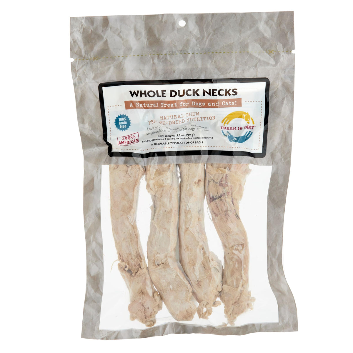 Fresh Is Best - Freeze Dried Healthy Raw Meat Treats For Dogs & Cats - Duck Necks