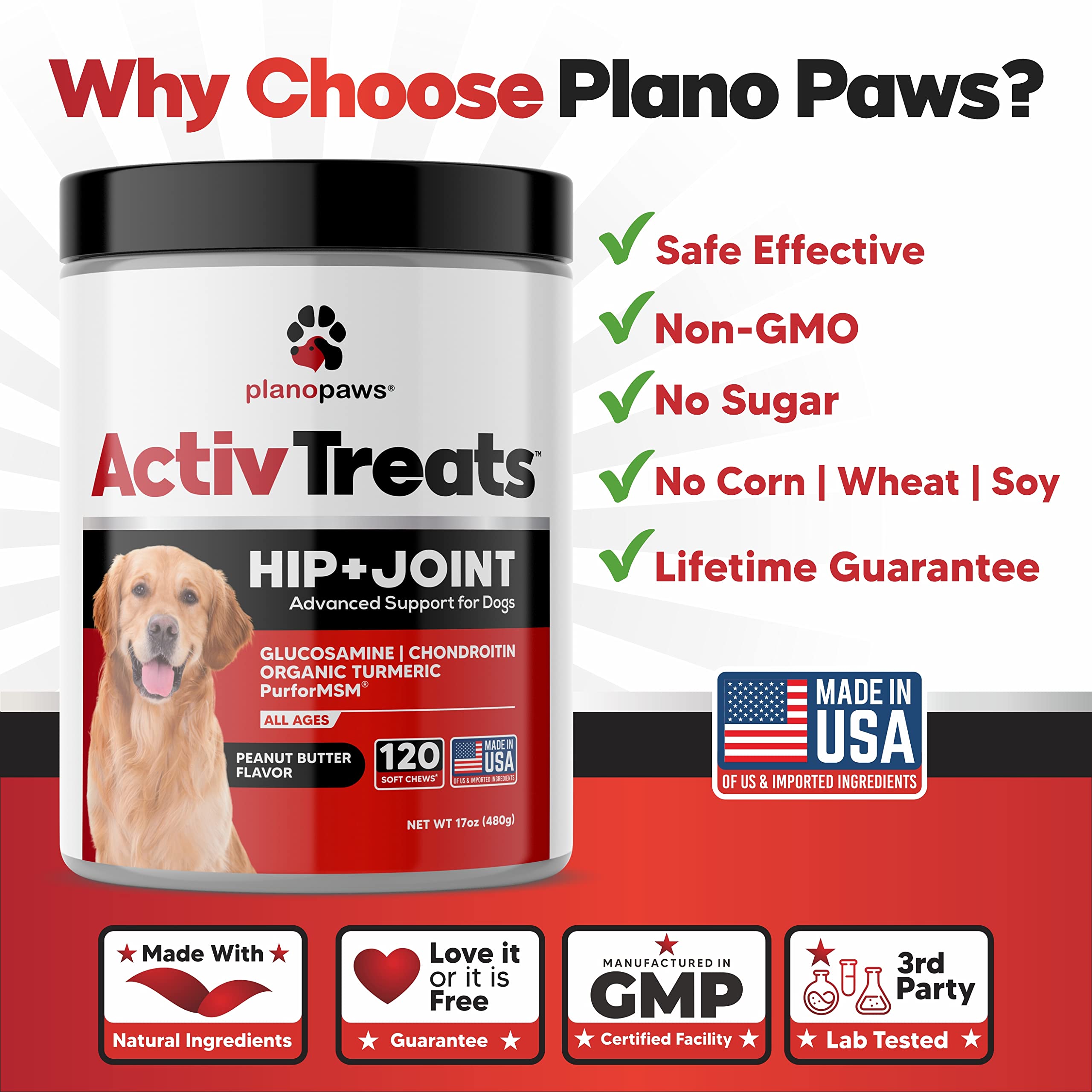 Glucosamine for Dogs Hip and Joint Supplement - Safe Joint Support for Dogs - Dog Joint Supplement with Glucosamine Chondroitin