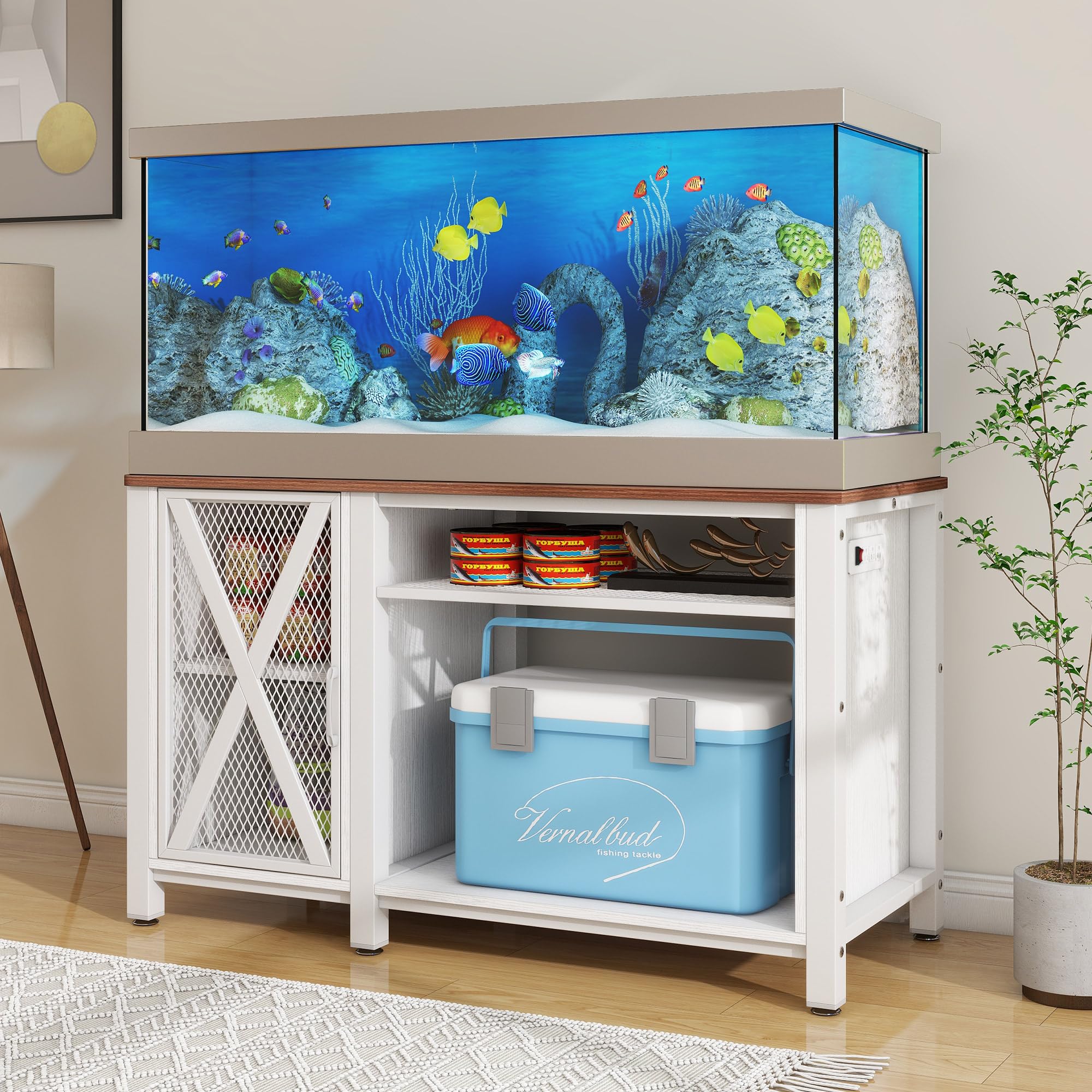 YITAHOME Heavy Duty 55-75 Gallon Aquarium Stand with Power Outlets, Cabinet for Aquarium Accessories Storage - Metal Fish Tank S
