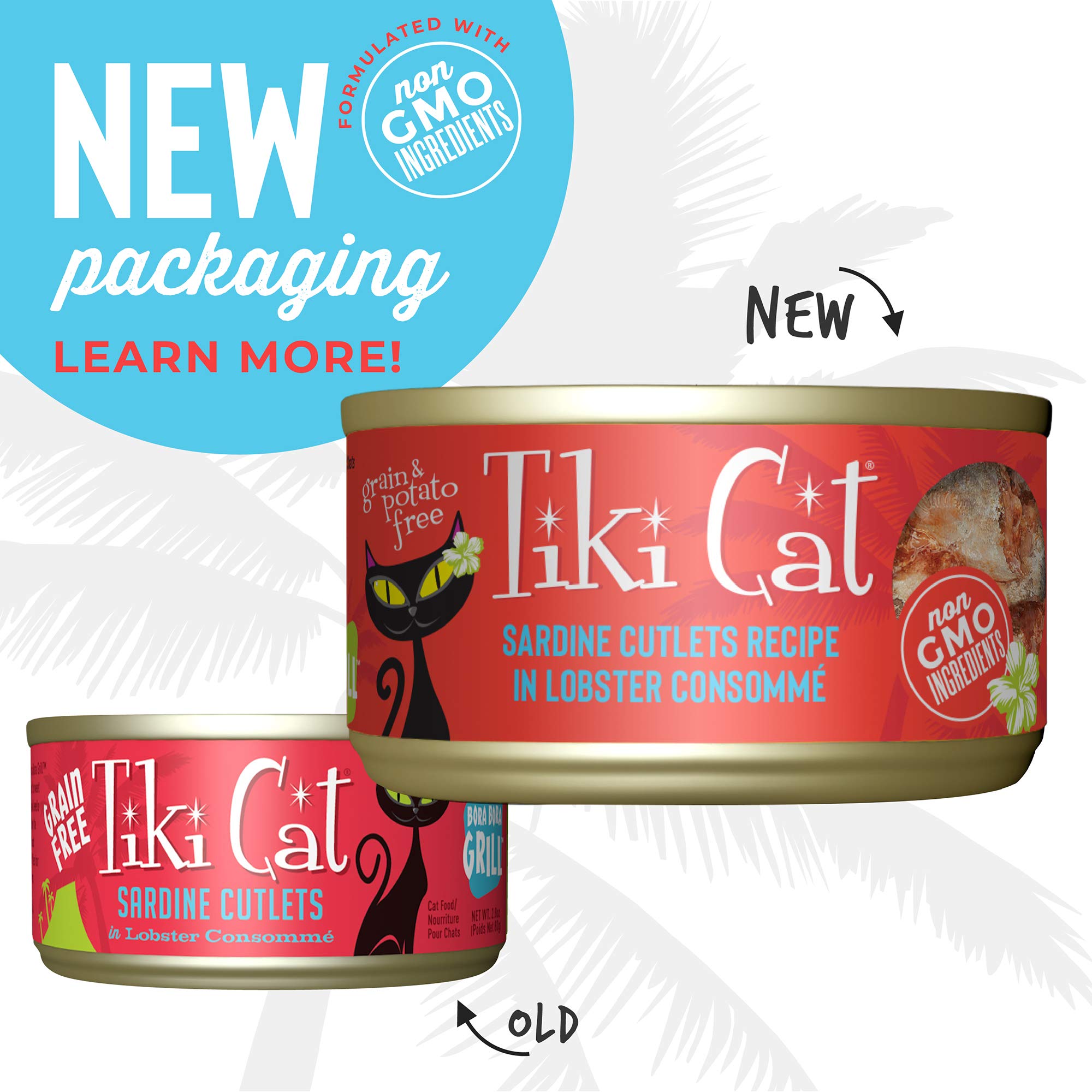 Tiki Cat Grill, Sardine Cutlets in Lobster Consomm  , High-Protein and 100% Non-GMO Ingredients, Wet Whole Foods Cat Food for Al