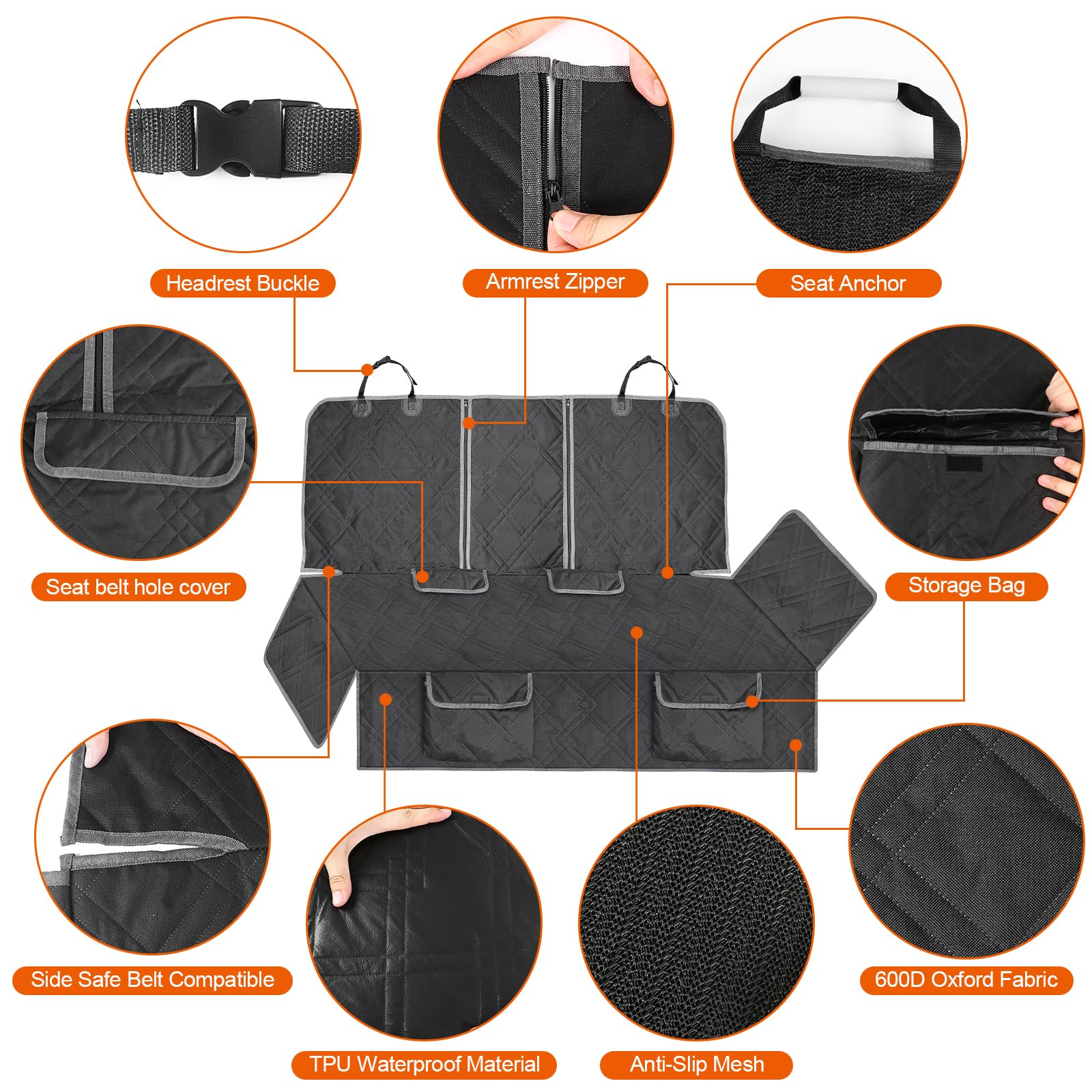 Kistrba Dog Car Seat Cover Compatible With Nissan Altima 2013-2025, Waterproof Pet Bench Seat Cover For Back Seat, 600D Heavy Du