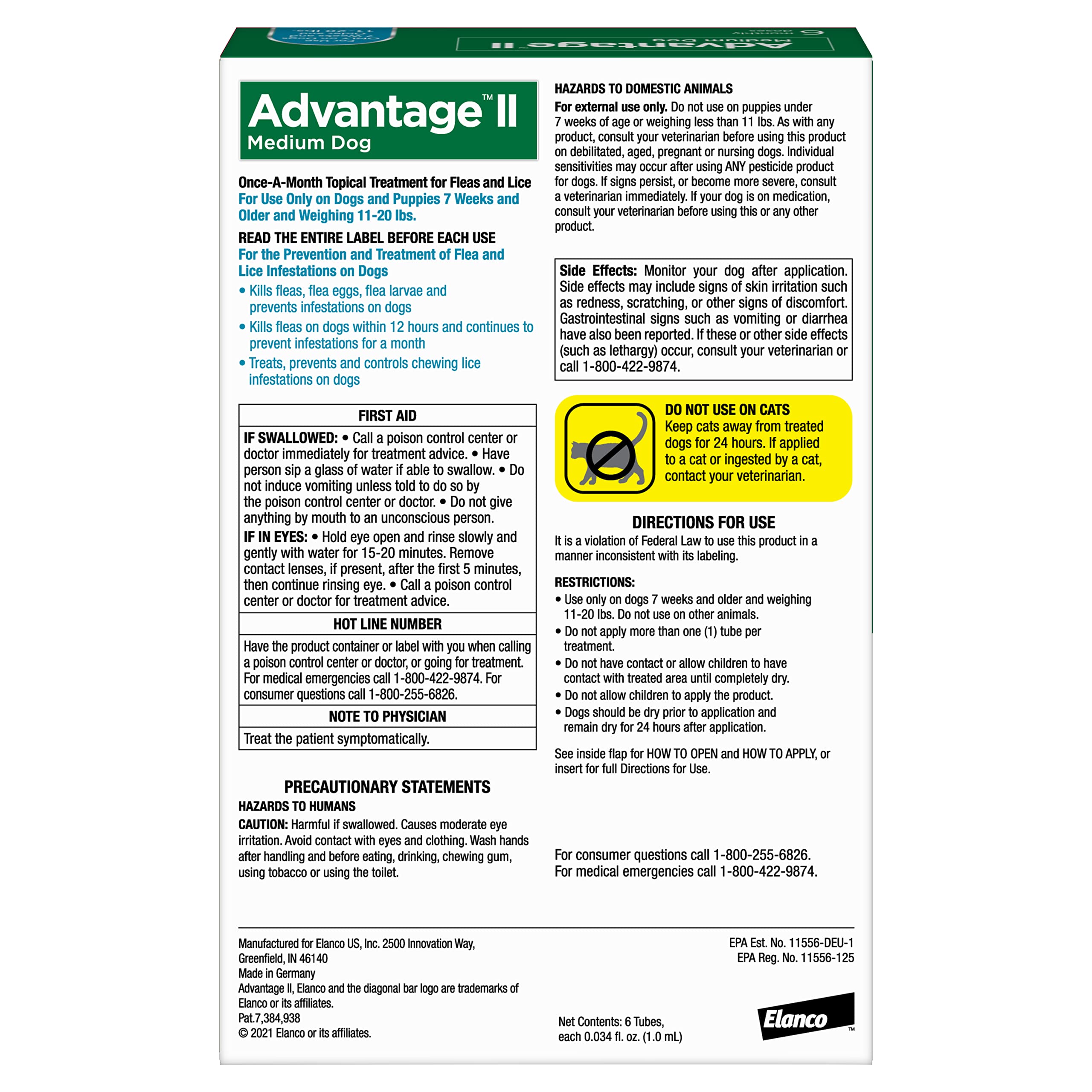 Advantage II Medium Dog Vet-Recommended Flea Treatment & Prevention | Dogs 11-20 lbs. | 6-Month Supply
