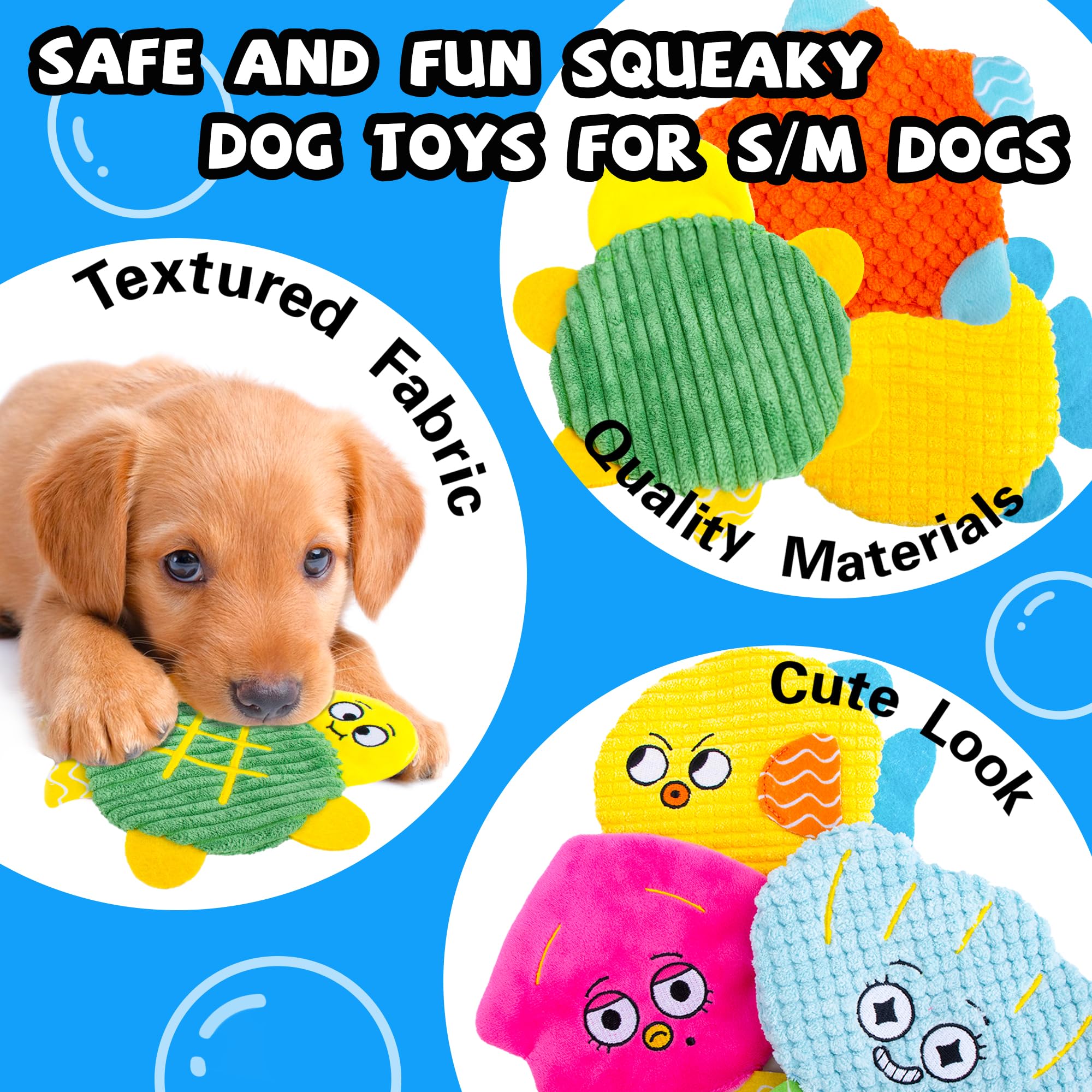 Hoesda Squeaky No Stuffing Dog Toys 10 Pack,Crinkle Dog Toys For Small Medium Breed,Durable Plush Dog Toys,Cute Animal Stuffless
