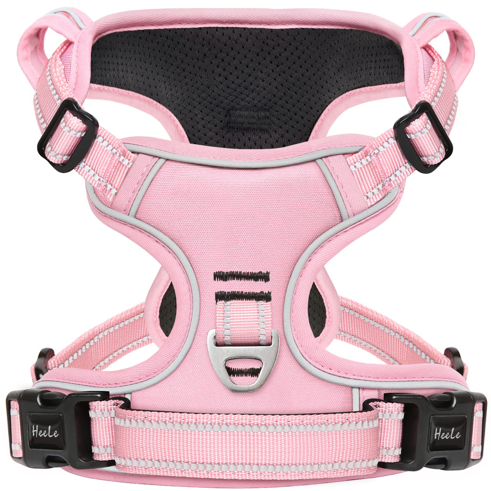 Heele Dog Harness Dog Harness Small Dog No Pull Harness With Soft Handle Reflective Harness Adjustable, Pink, S