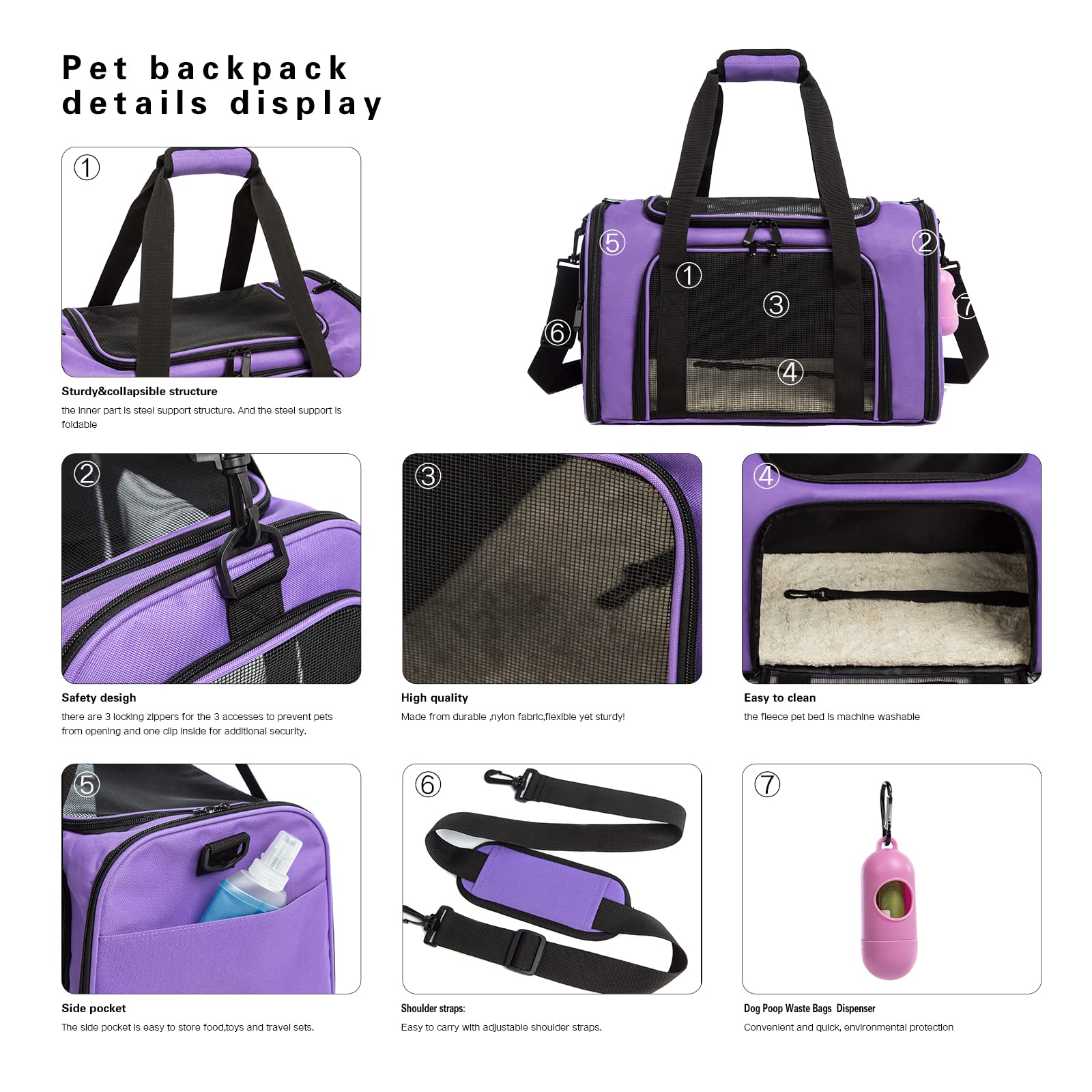 Rosebb Cat Carrier Dog Carrier Pet Carrier Cat Bags For Small Medium Cats Dogs Puppies Of 15 Lbs,Of Airline Approved Small Dog B