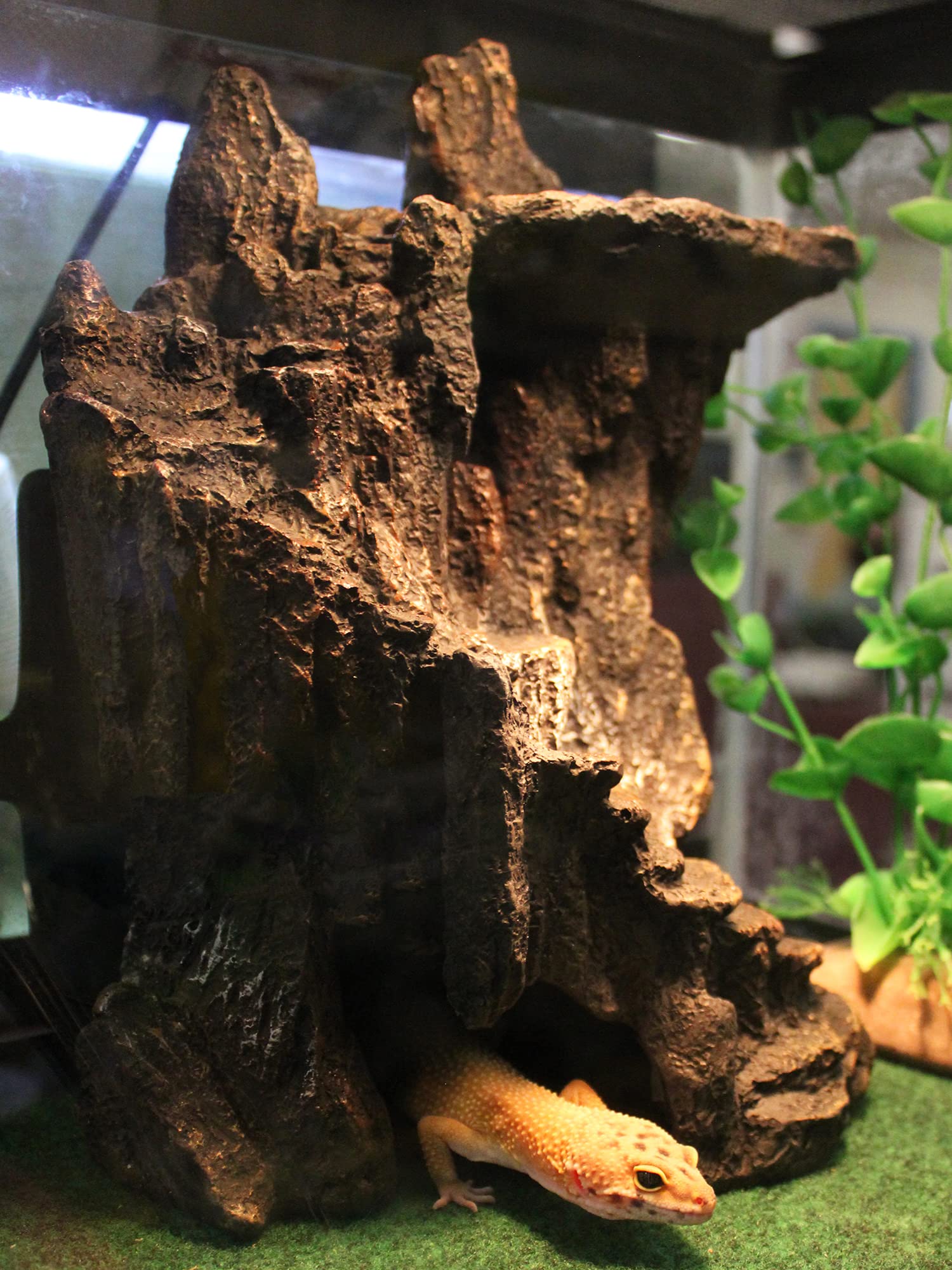 Penn-Plax Reptology Shale Step Ledge Cave Hideout - Aquarium & Terrarium Decoration - for Fish, Reptiles, Amphibians, and Small