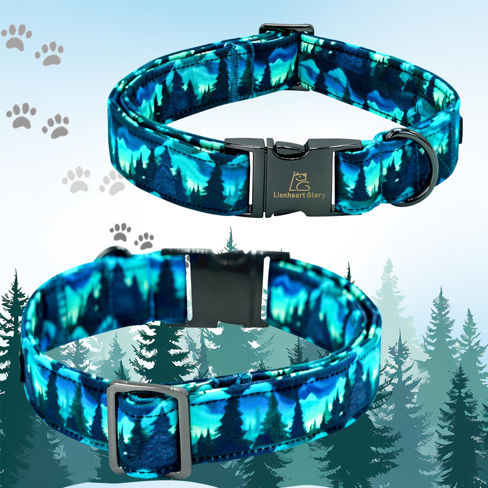 Lionheart Glory Dog Bow Collar Green Spring Summer Cute Collars For Large Dogs, Soft Duty Adjustable Dog Collar With Bowtie Pet