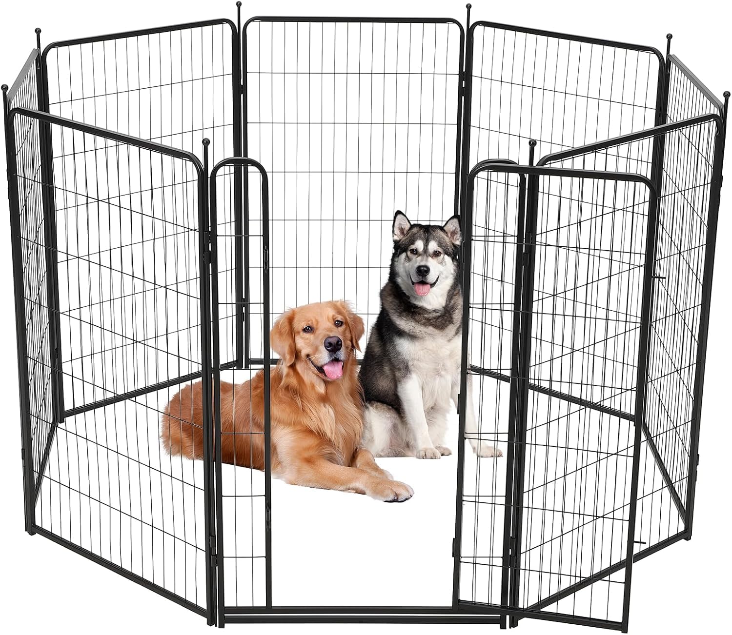 Dog Playpen Indoor/Outdoor 48 Height 18 Ft L 8 Panels Pet Play Pen, Stress-Free and Safe Play, Portable Metal Pet Exercise Pen f