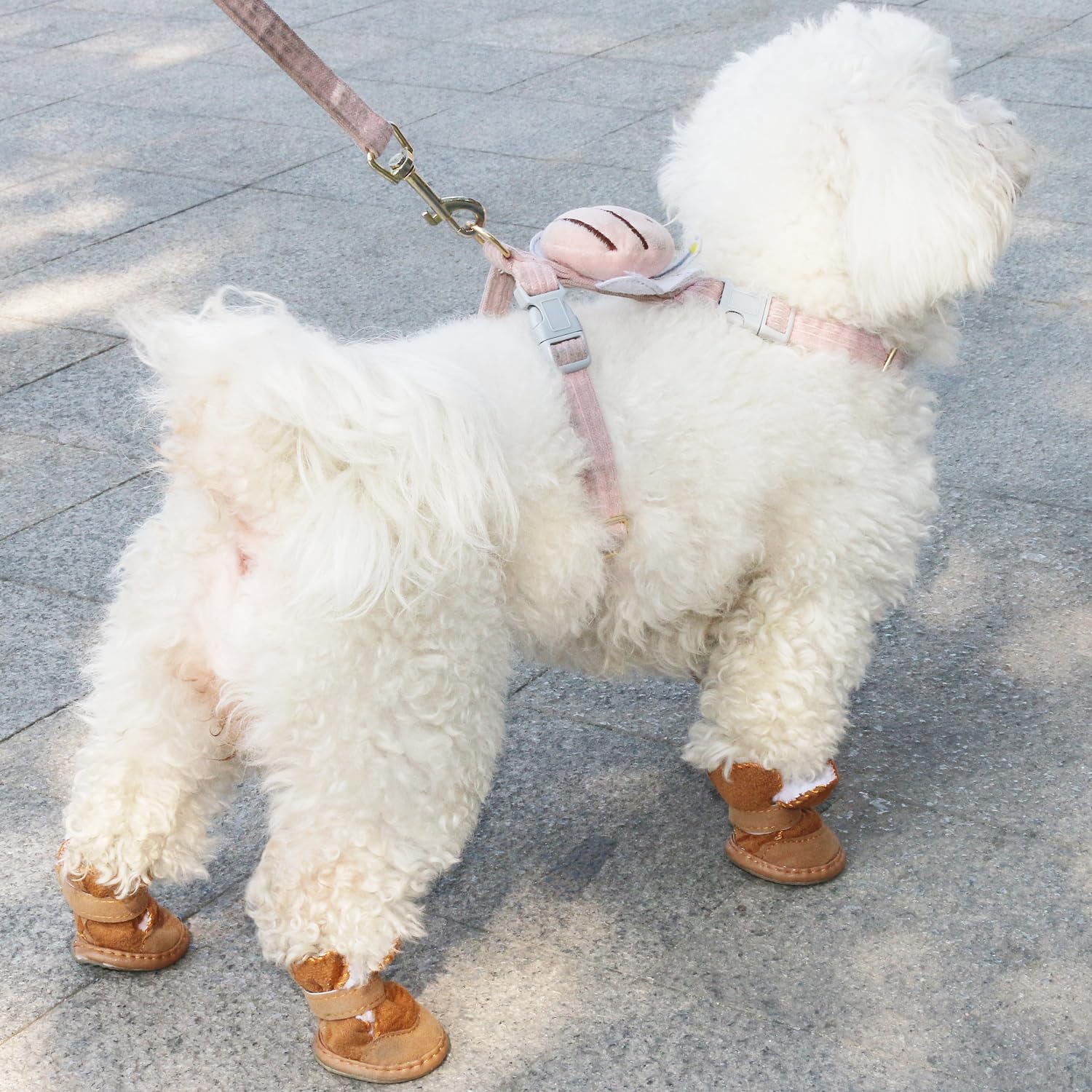 Urbest Dog Shoes With Hook Loop Closure Booties Pet Dog Chihuahua Shoes Boots 4Pcs (2#, Brown)