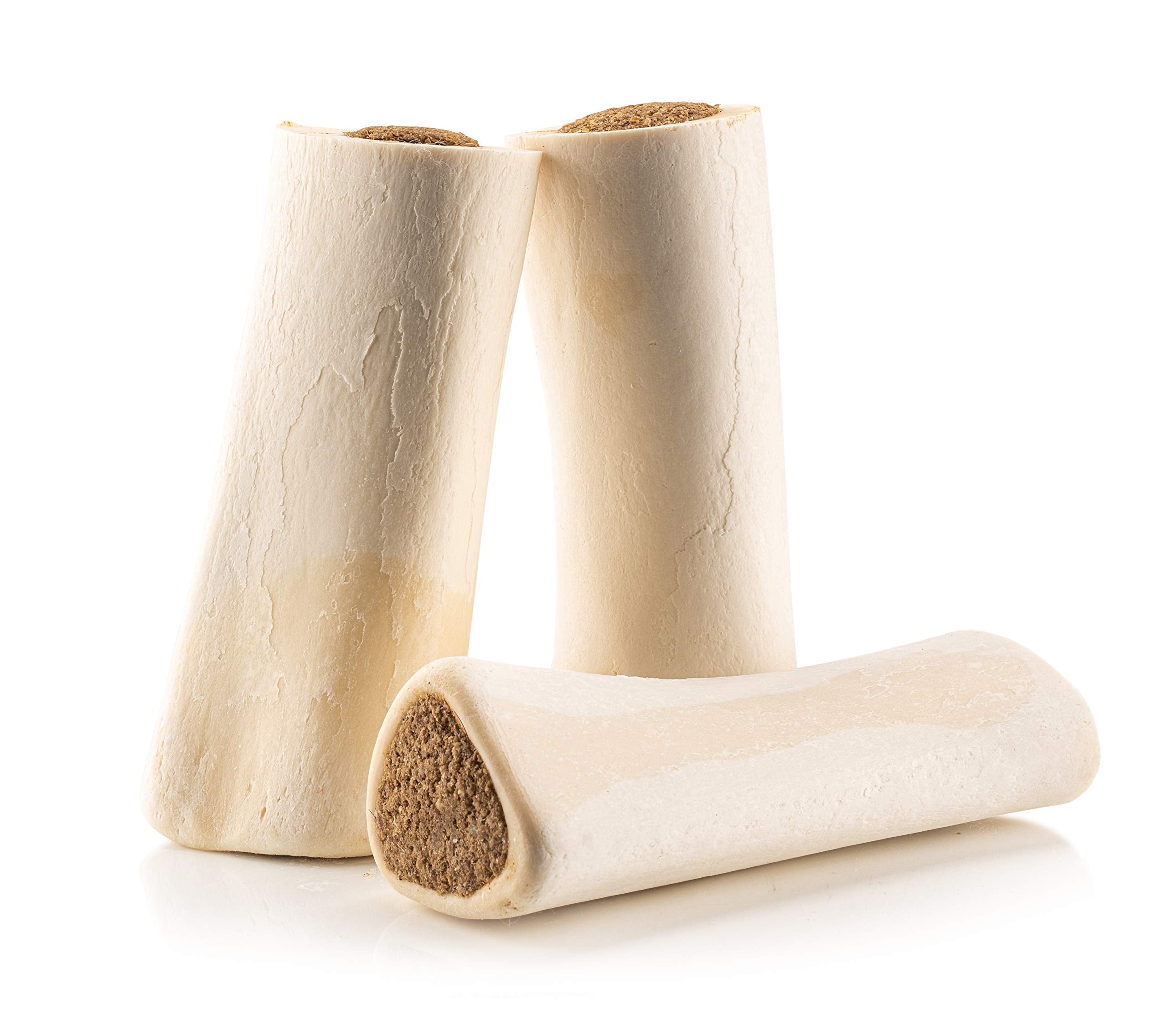 Jack&Pup 5-6 Filled Dog Bones for Large Dogs, Flavored Shin Dog Bones Long Lasting, Stuffed Bone for Dogs, High Protein, Bacon a