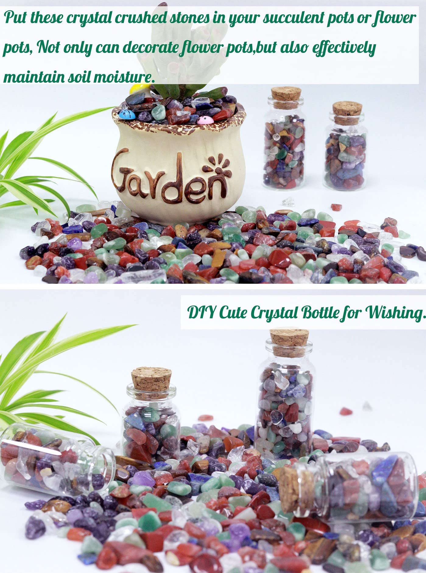 YATOJUZI 7 Chakra Aquarium Gravel - Natural Tumbled Healing Crystal Chips, Mix-Color, 0.44lb for Fish Tanks, Planters, and Decor