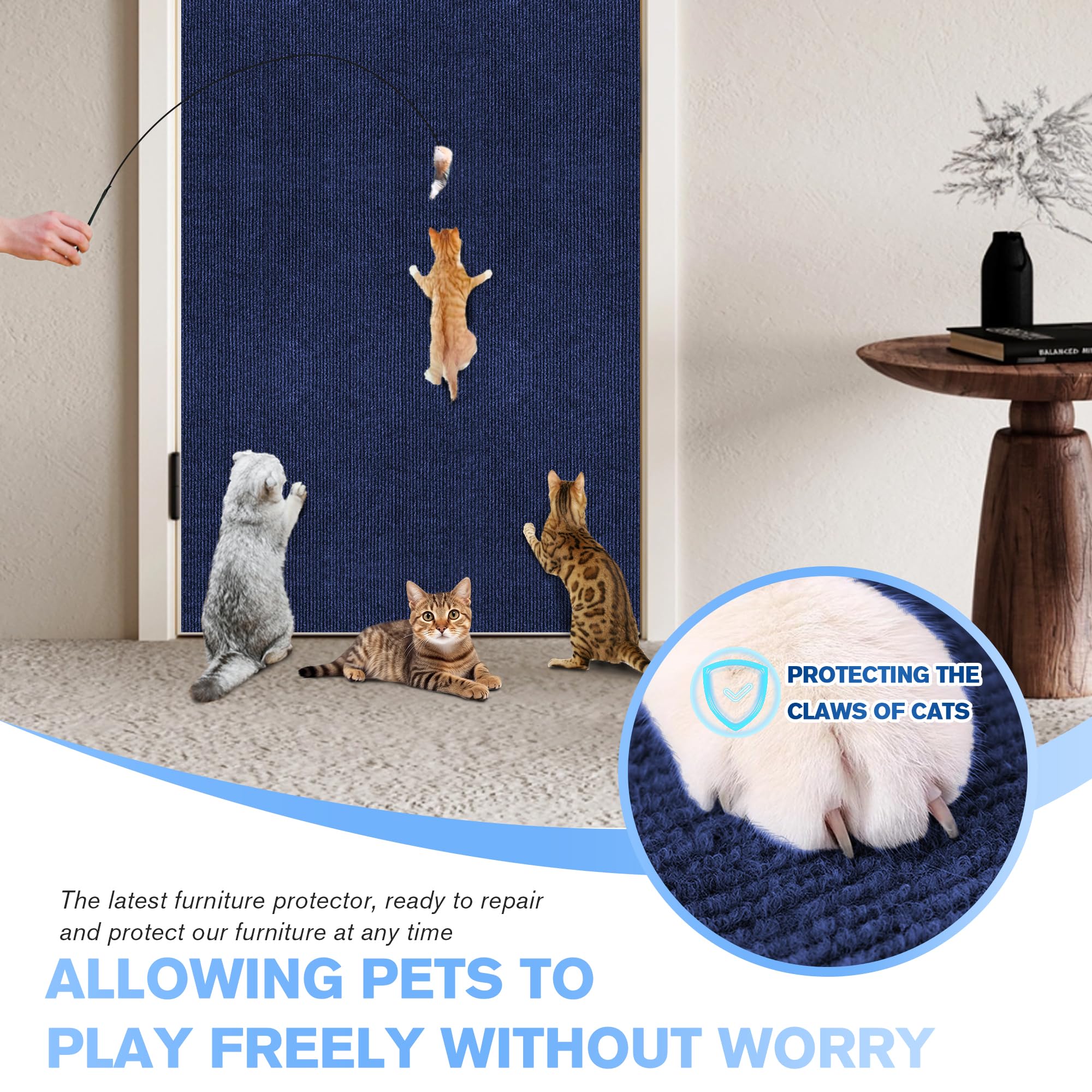 Cat Scratch Pads For Indoor Cats 2Pack,39.3'X15.7' Cat Scratch Mat Self-Adhesive Carpet Mat For Cat Tree,Cat Wall Shelves Cat