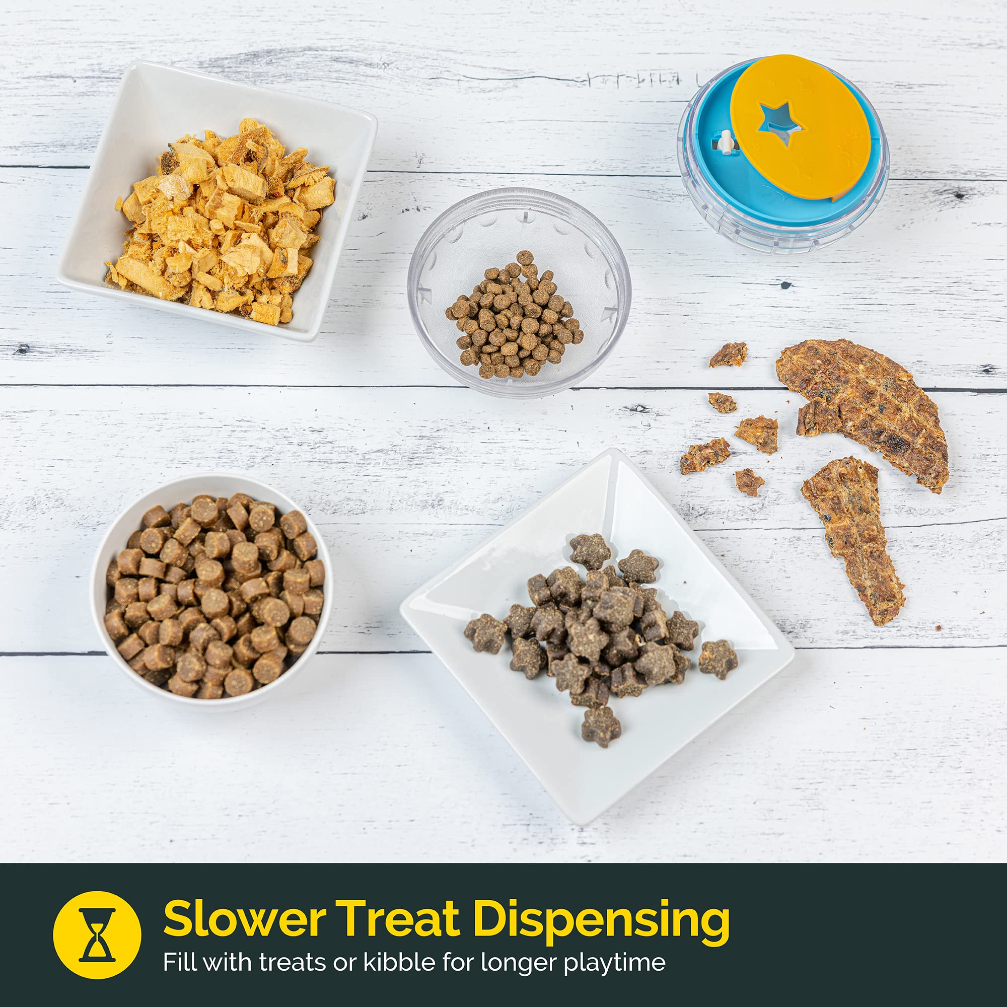 Pet Zone IQ Treat Ball Interactive Dog Ball - 3 Puzzle Treat Dispenser, Durable, Slow Feeder, for All Dog Breeds, Toys to Keep T