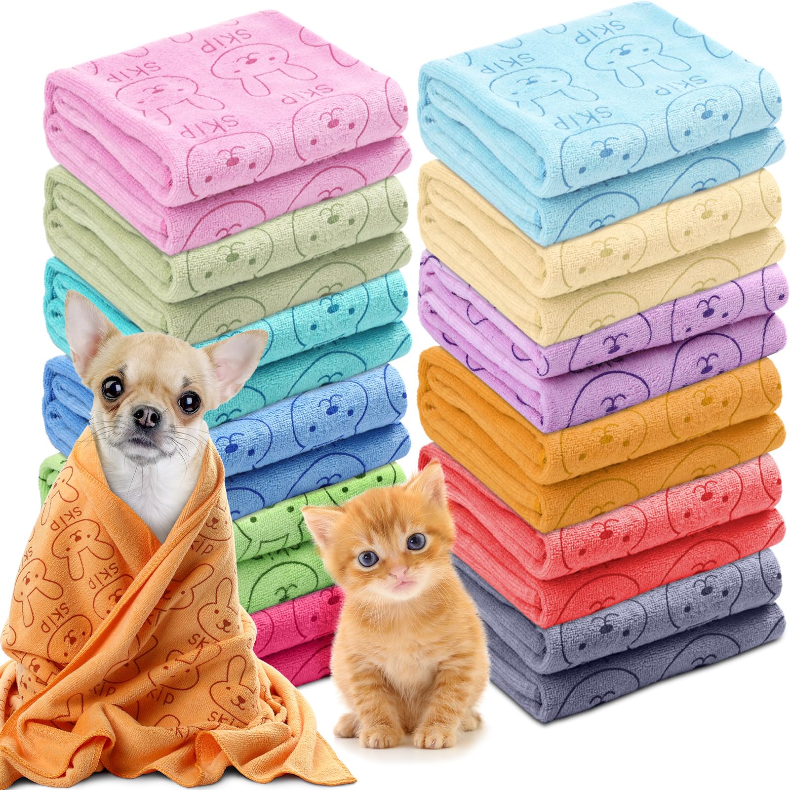 12 Pcs Dog Towels For Drying Dogs Soft Microfiber Puppy Towel Cat Towel Quick Drying Puppy Bathing Supplies Absorbent Pet Bath T