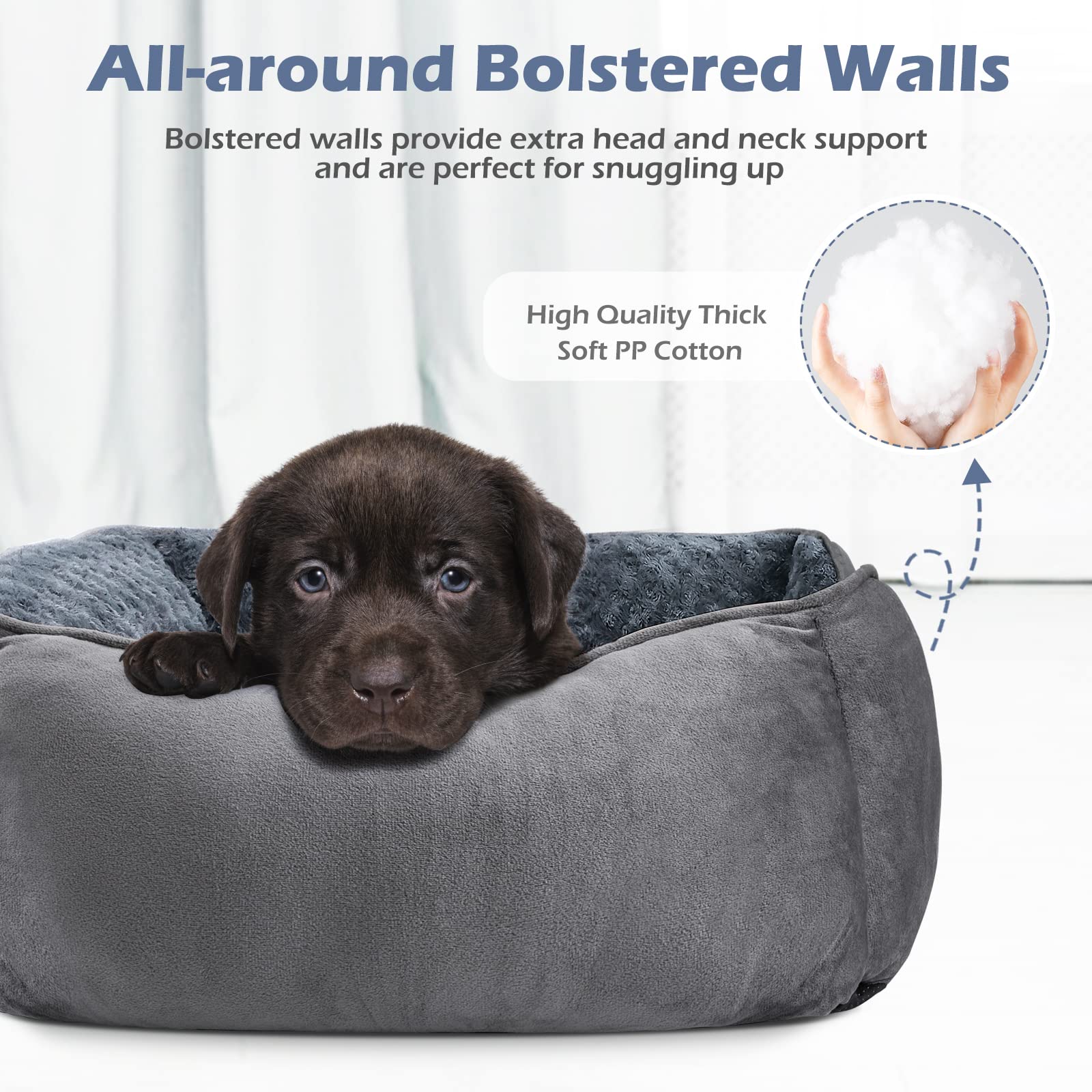 INVENHO Large Dog Bed - Washable Orthopedic Sofa Bed, Soft Suede, Anti-Slip, L(30"x24"x9"), Grey