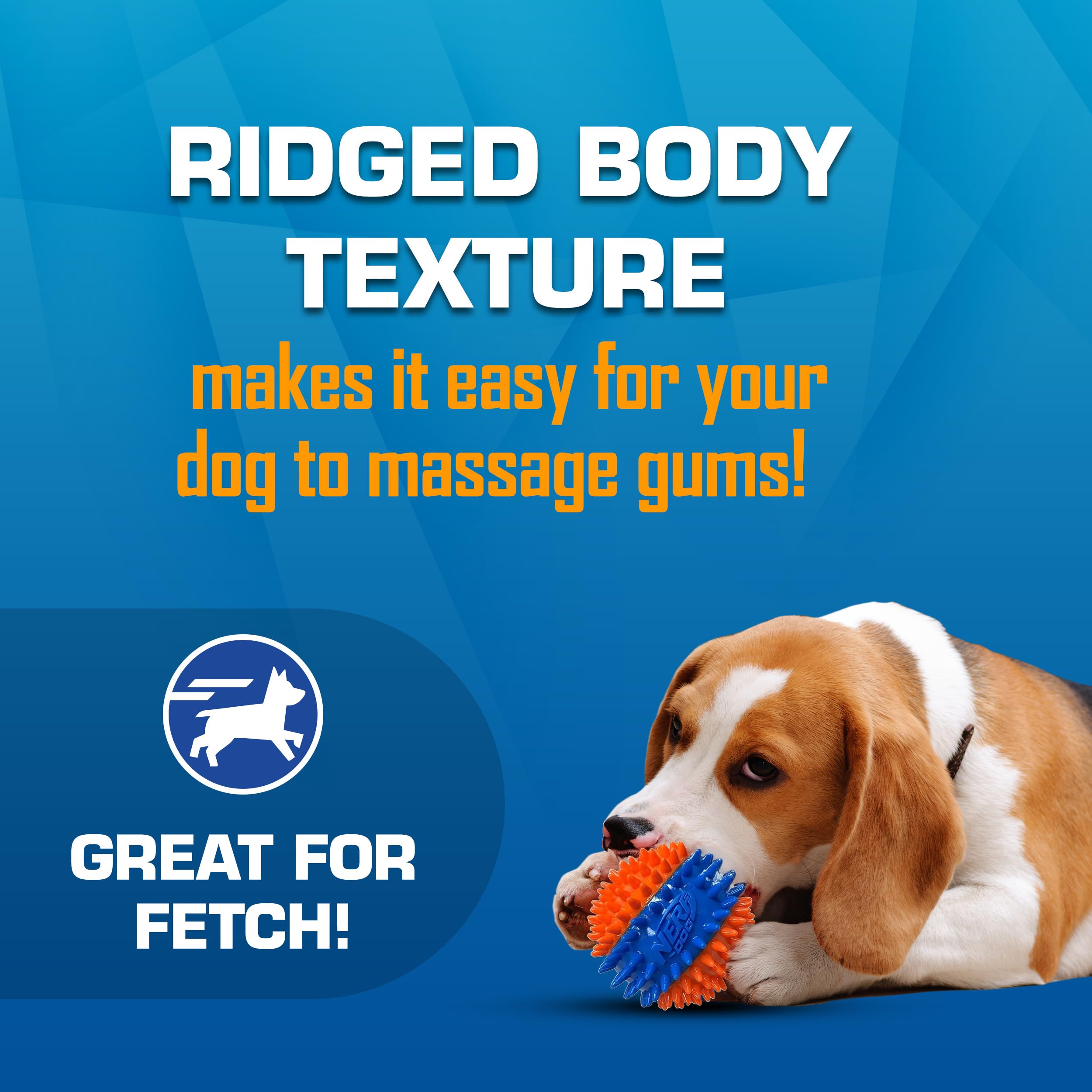 Nerf Dog Toy Gift Set, 3-Piece Set of Outdoor Dog Toys for Tug and Fetch, Includes Spike Squeak Ball, Treat Tug Bone and Exo Squ