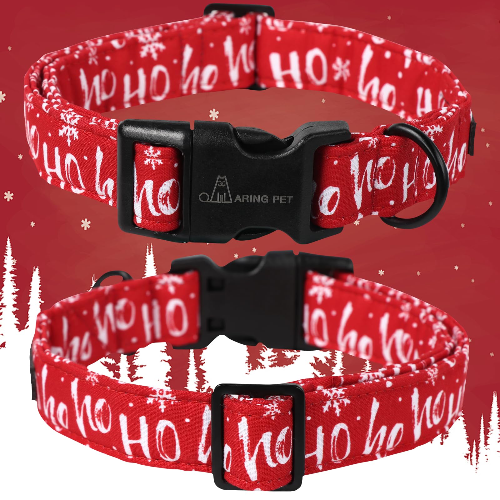 Aring Pet Christmas Dog Collar Cute Red Snowflakes Dog Collar, Adjustable Cotton Christmas Dog Collars Puppy Collar For Small Medium Large Dogs