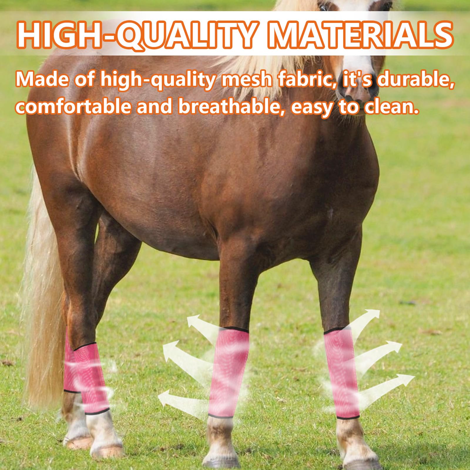 Awliye Set Of 8 Breathable Mesh Horse Boots Mesh Fly Boots For Horse Loose Fitting Horse Fly Boots For Non-Slip Reduce-Stomping