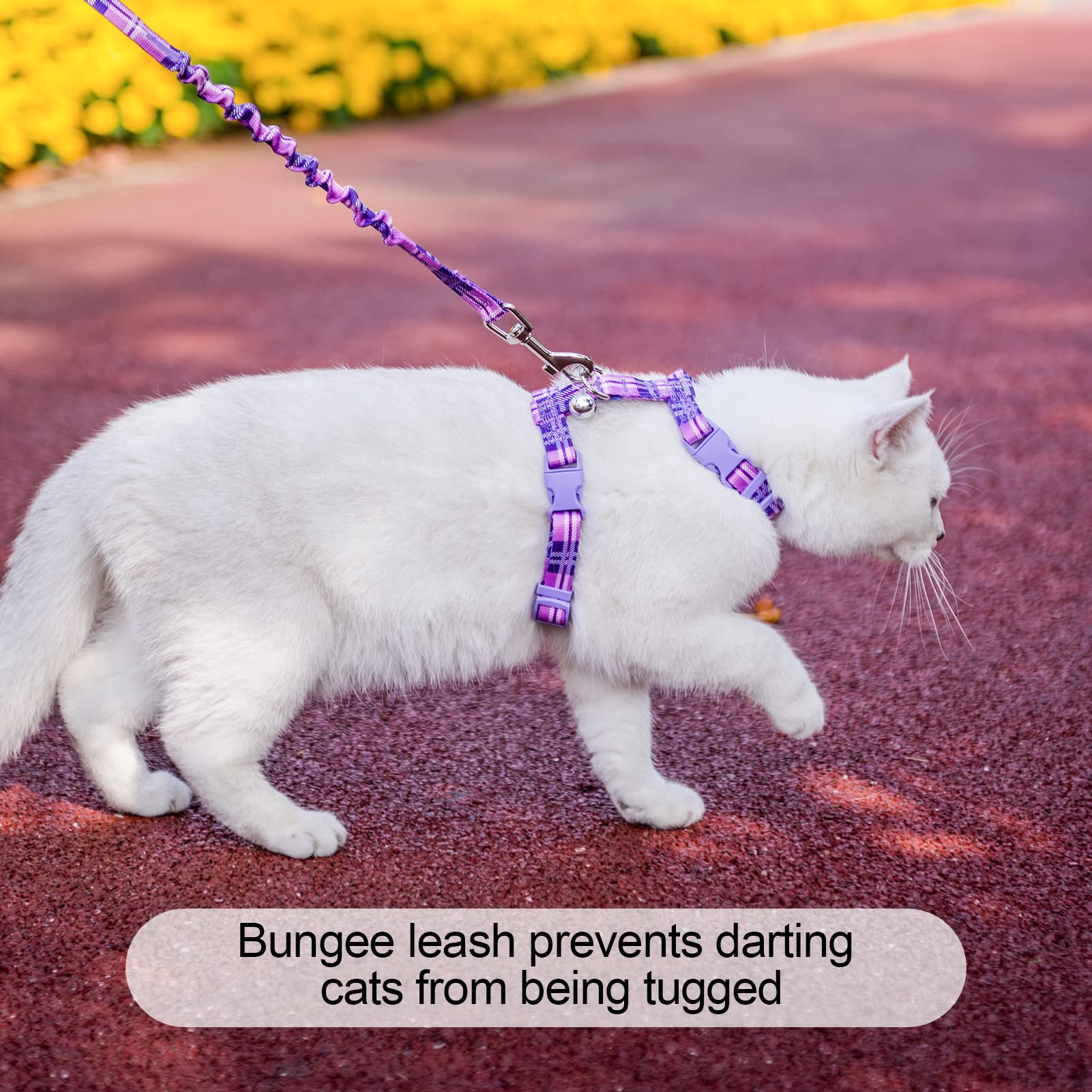 Beautyzoo Cat Harness And Leash Set Escape Proof For Walking, Kitten Soft Adjustable Vest Harnesses For Small Medium Large Cats, Easy Control Breathable Plaid Ribbon Nylon For Outdoor Indoor Use