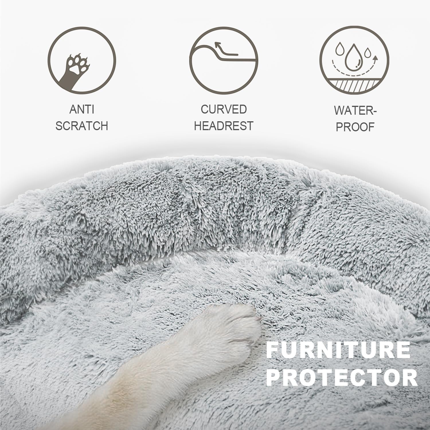 Tinaco Luxurious Calming Dogs/Cats Bed Mats, Washable Removable Couch Cover, Plush Long Fur Mat, Waterproof Lining, Perfect For Small, Medium And Large Pets (Gradient Gray, Xl)
