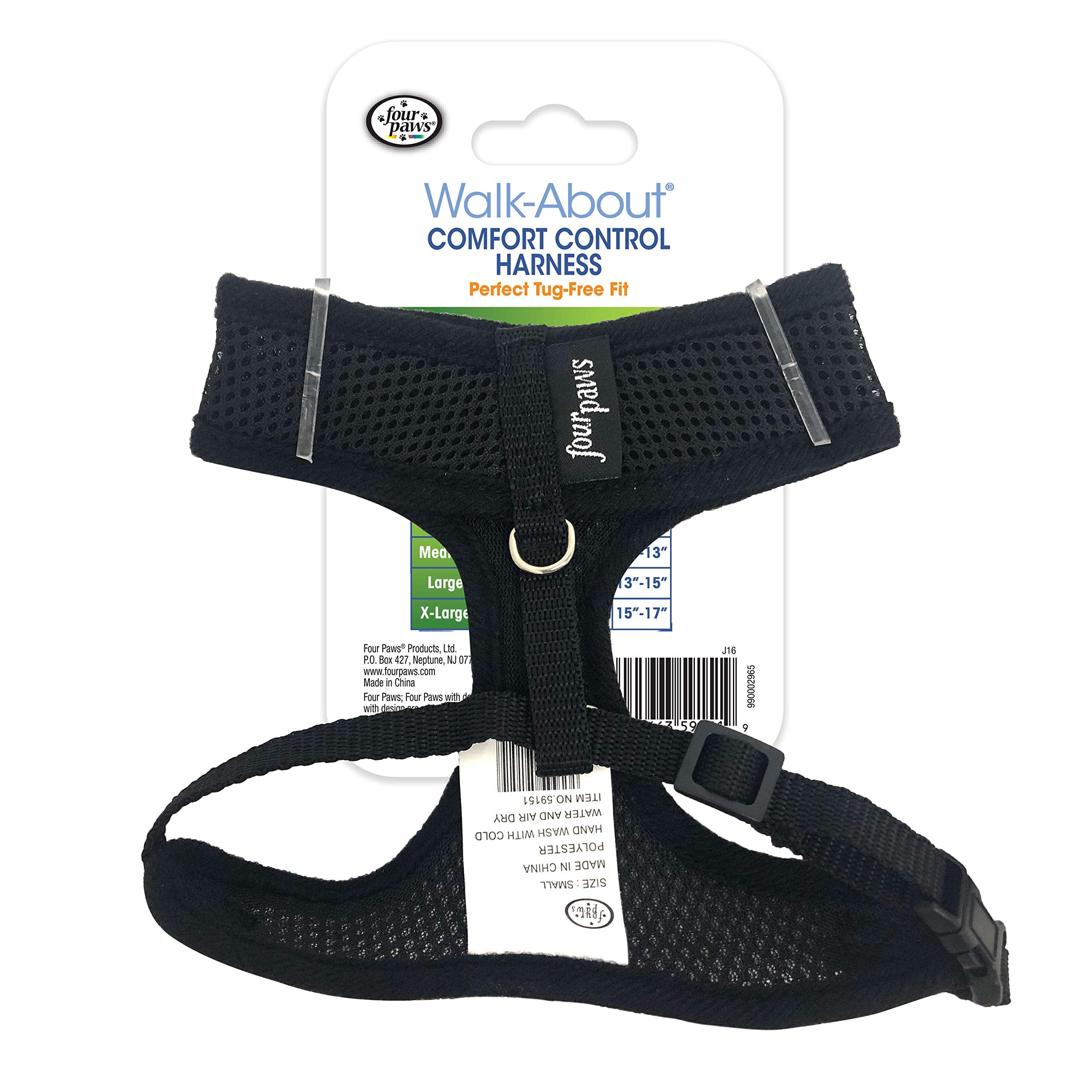 Four Paws Comfort Control Dog Harness Black Small