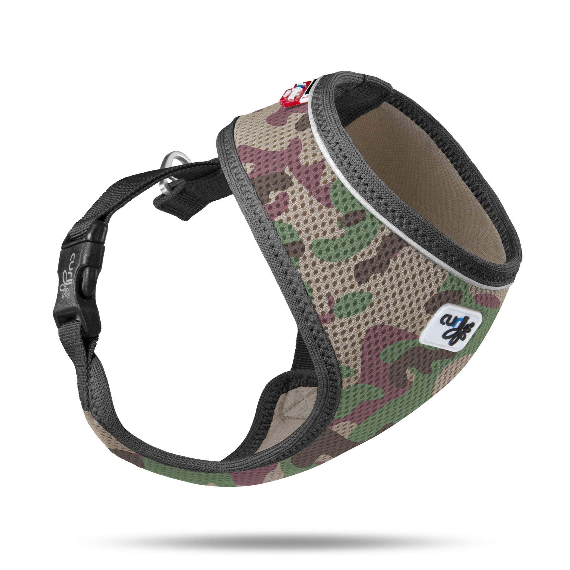 Curli Basic Harness Air-Mesh Dog Harness Pet Vest Adjustable Step-In Light Harness Camo L