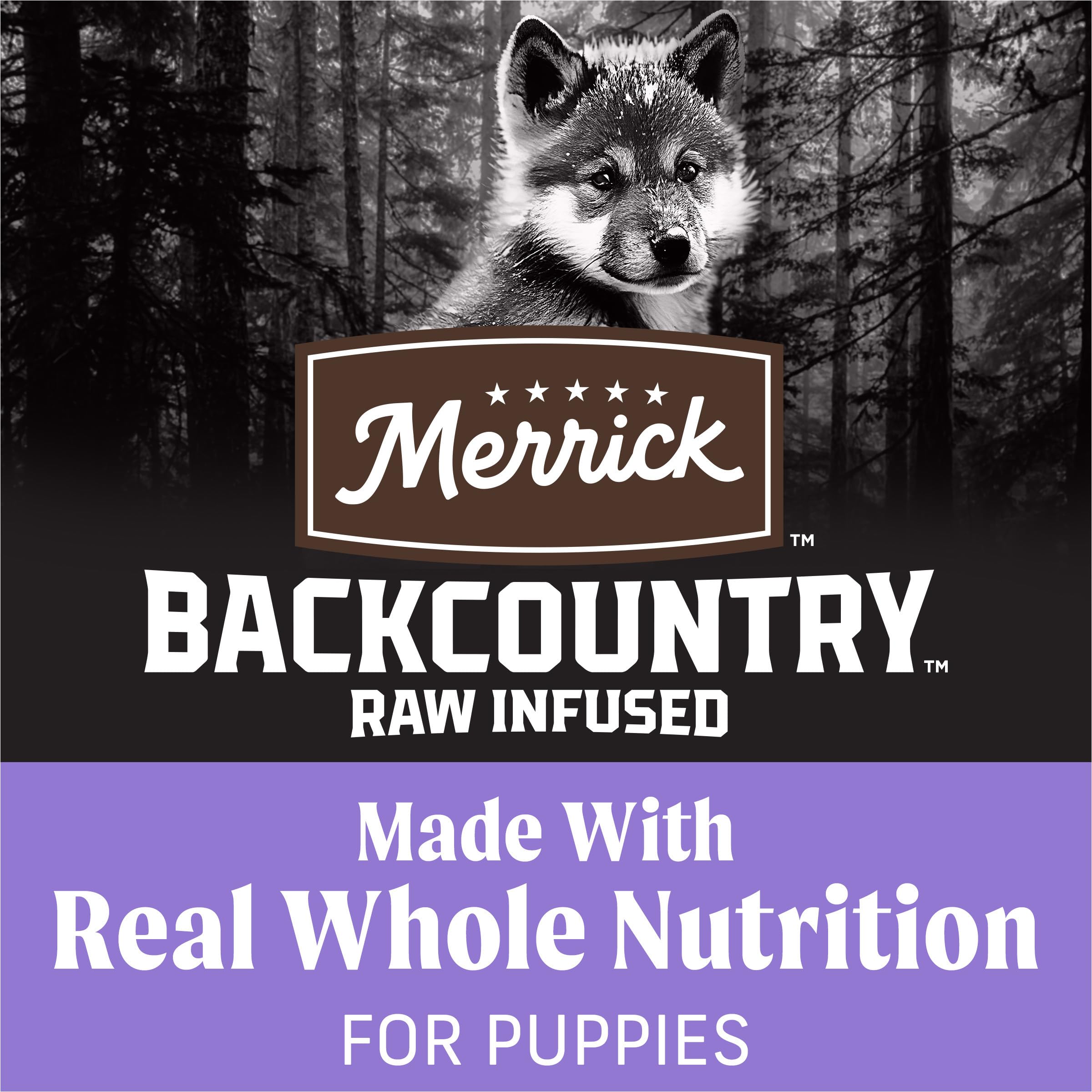 Merrick Backcountry Grain Free Dry Puppy Dog Food, Kibble with Freeze Dried Raw Pieces, Chicken Recipe - 4.0 lb. Bag
