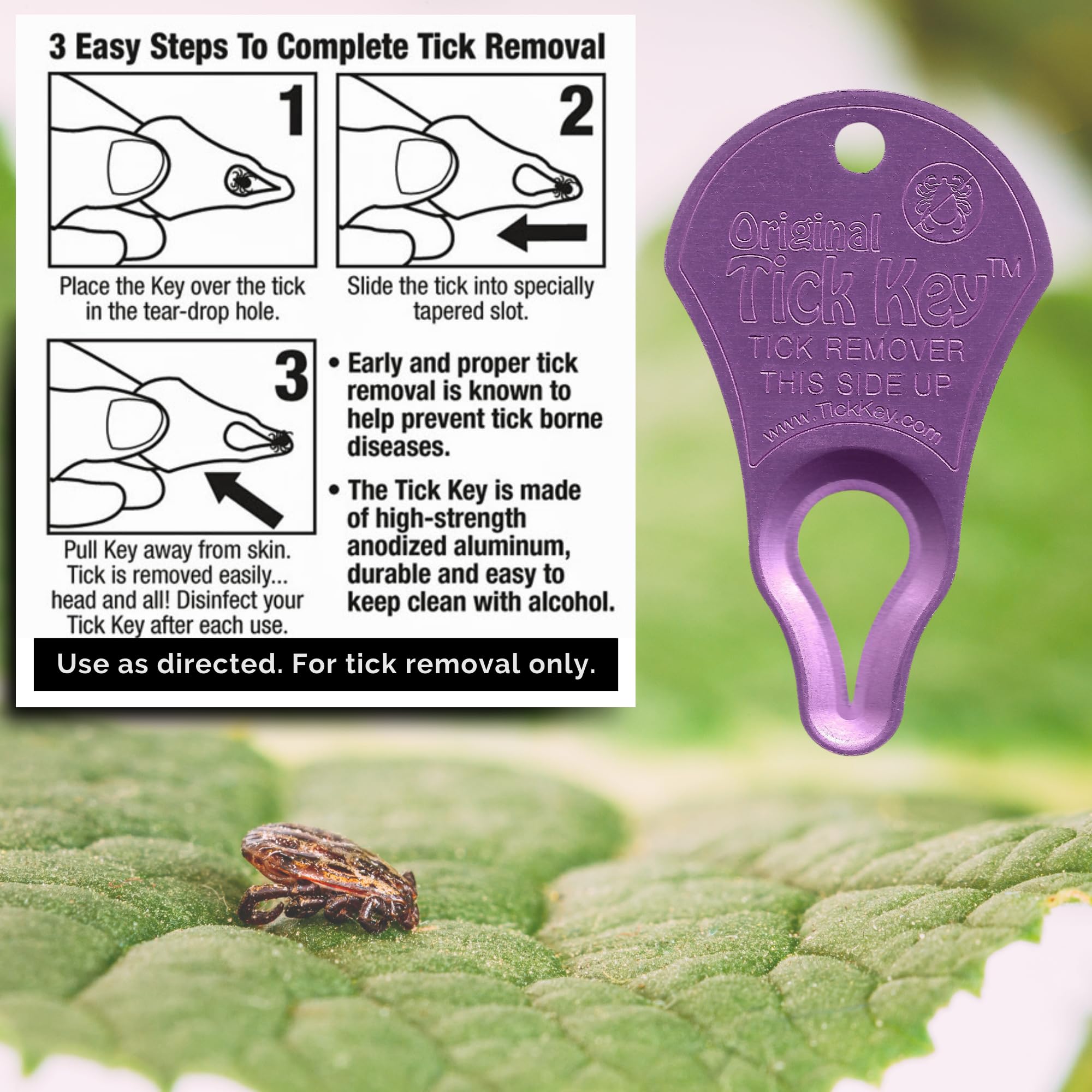 The Original Tick Key - Tick Detaching Device - Portable, Safe And Highly Effective Tick Detaching Tool (Magenta)