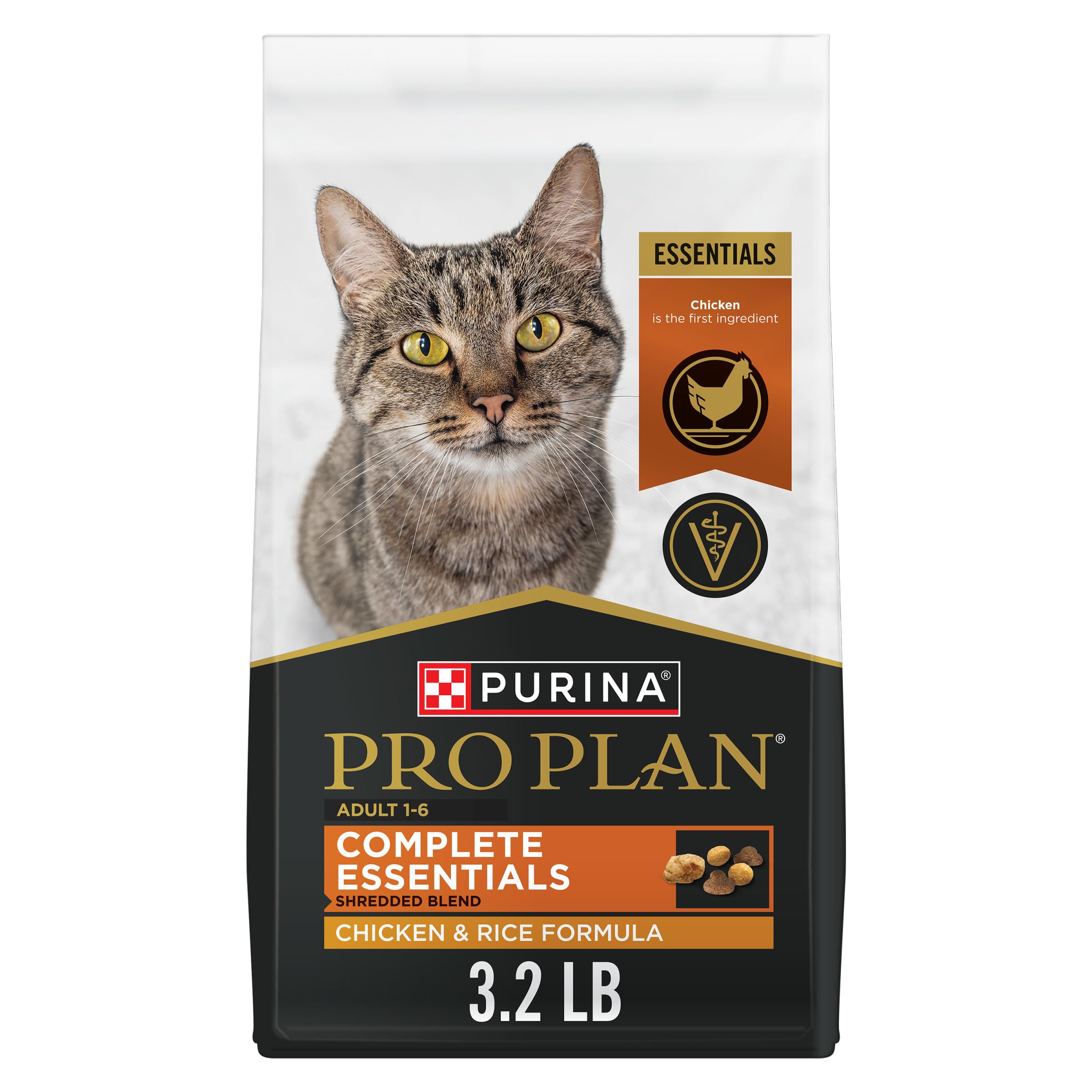 Purina Pro Plan Complete Essentials Shredded Blend Chicken and Rice Formula Adult High Protein Cat Food - 3.5 lb. Bag